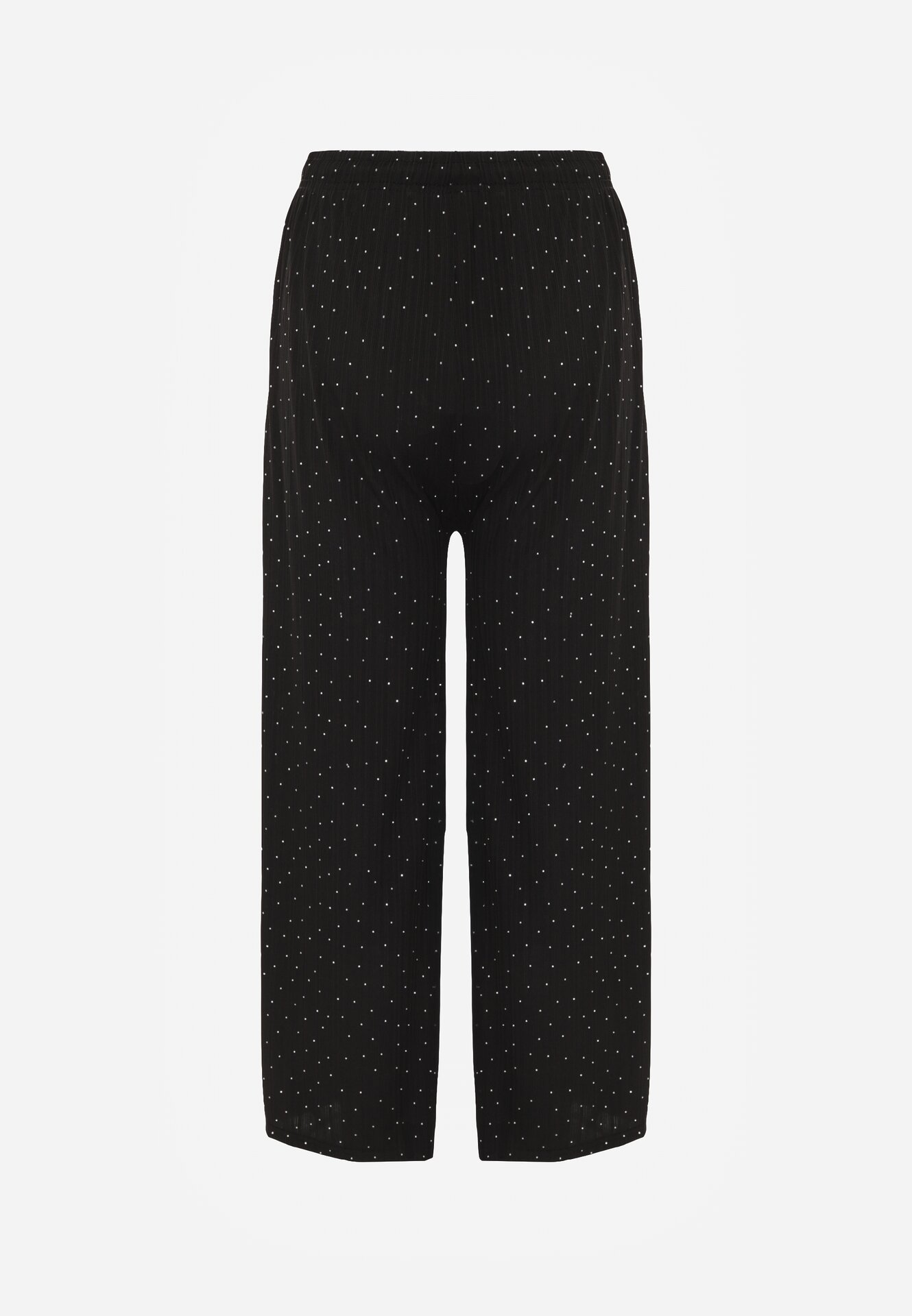 Czarne Szerokie Spodnie z Bawełną Zdobione Cyrkoniami Azilene