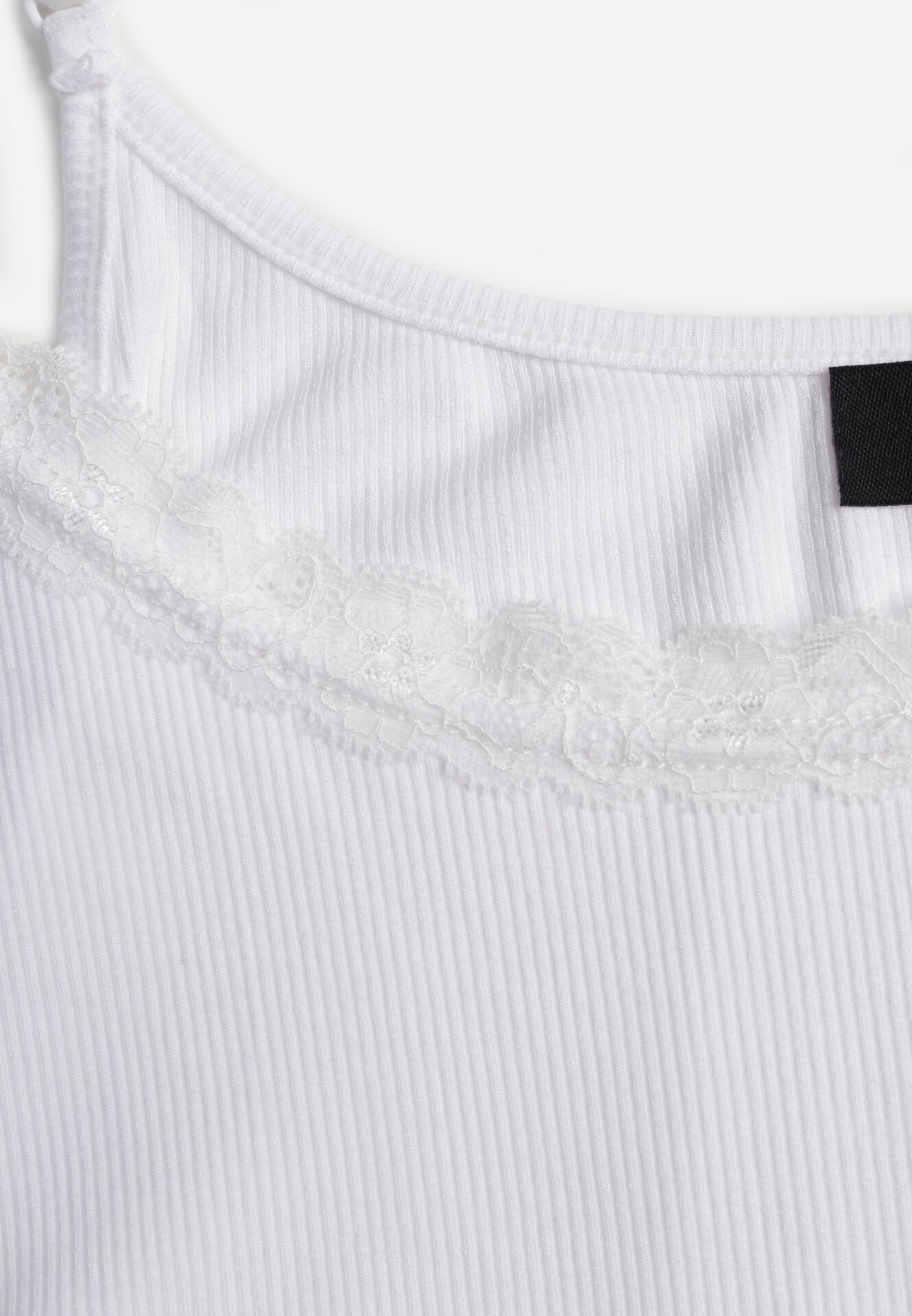 Biały Bawełniany Top Bieliźniany z Koronką na Regulowanych Ramiączkach Beralisa