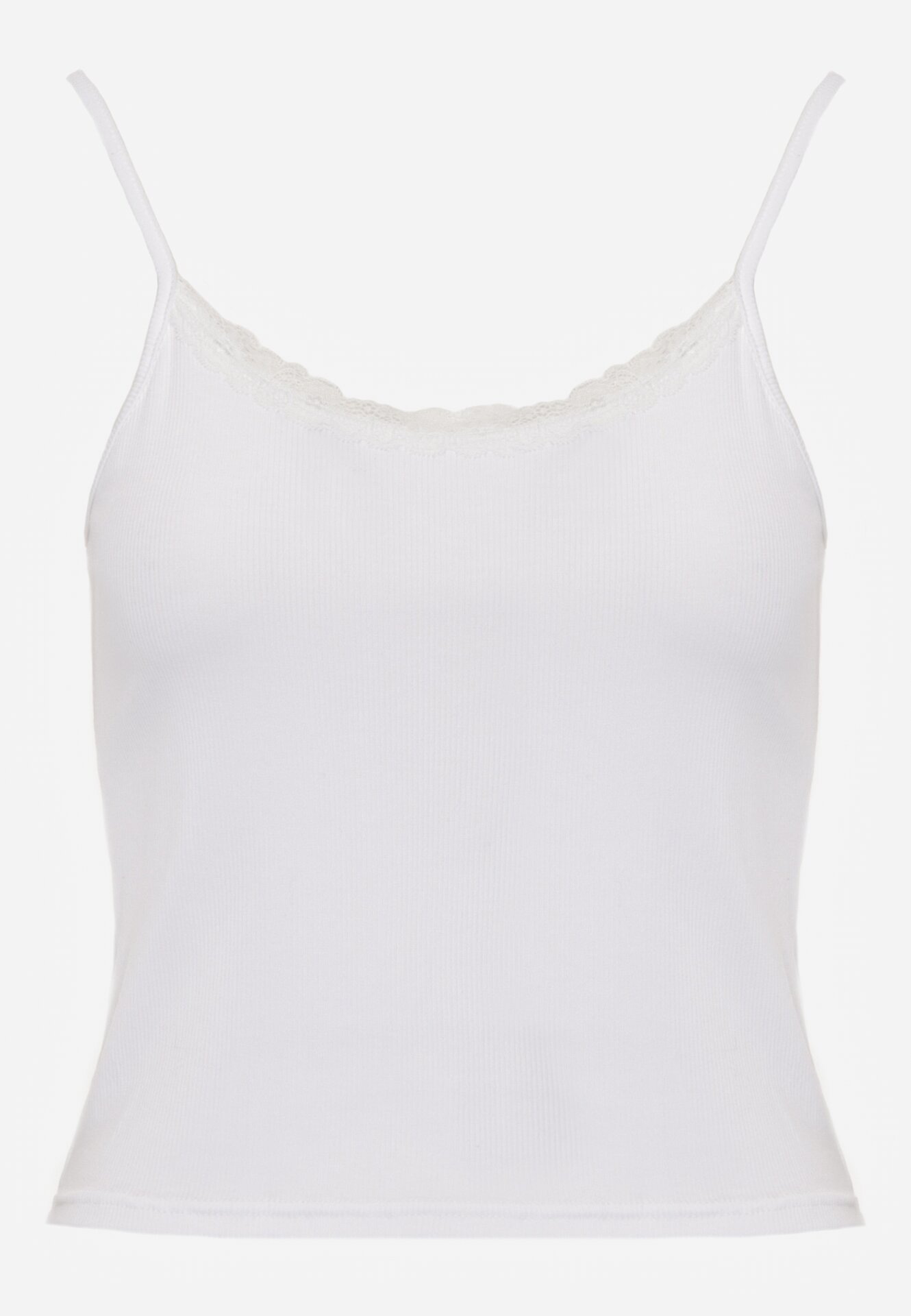 Biały Bawełniany Top Bieliźniany z Koronką na Regulowanych Ramiączkach Beralisa