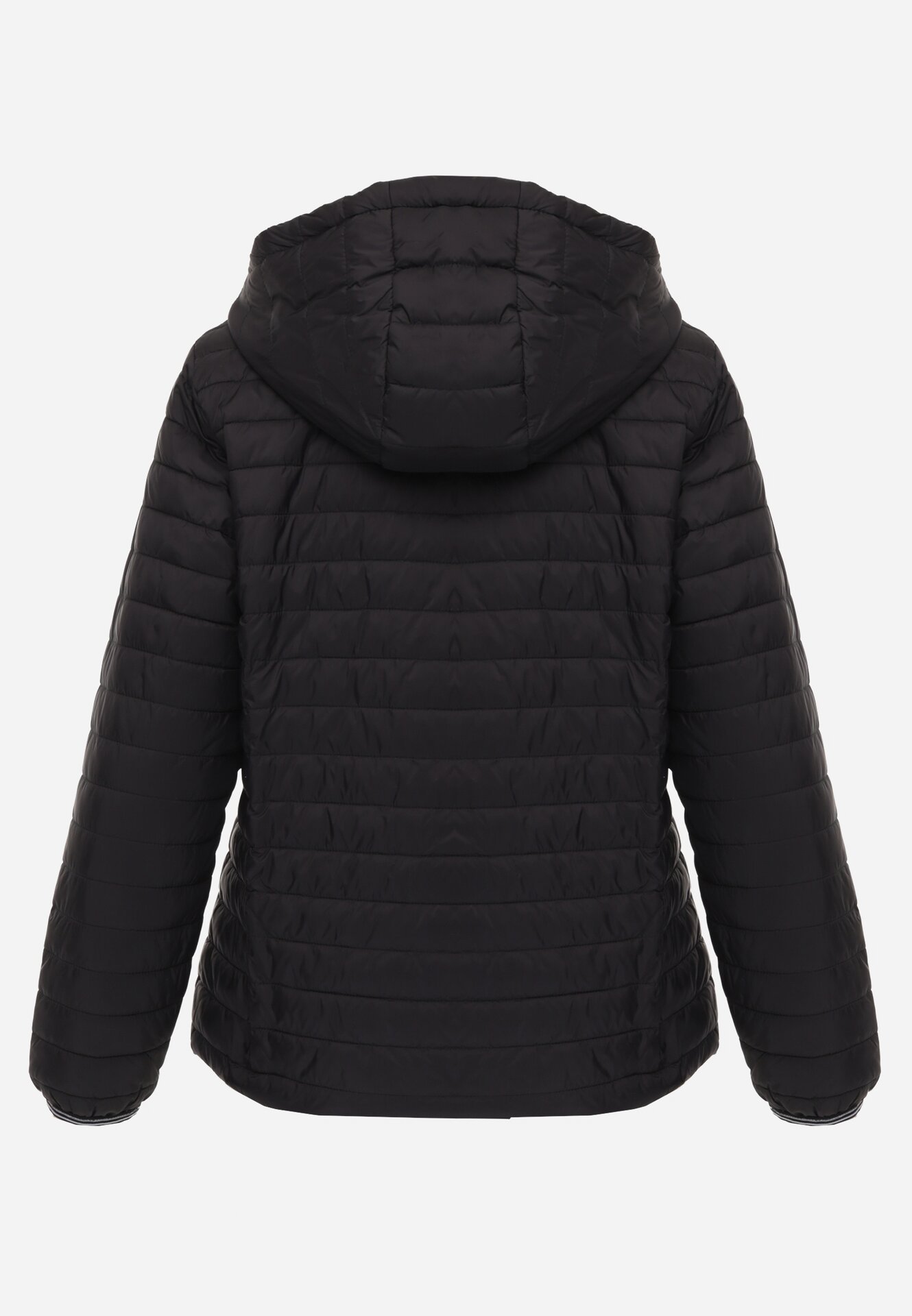 Czarna Dwustronna Kurtka Pikowana z Kapturem Zidila