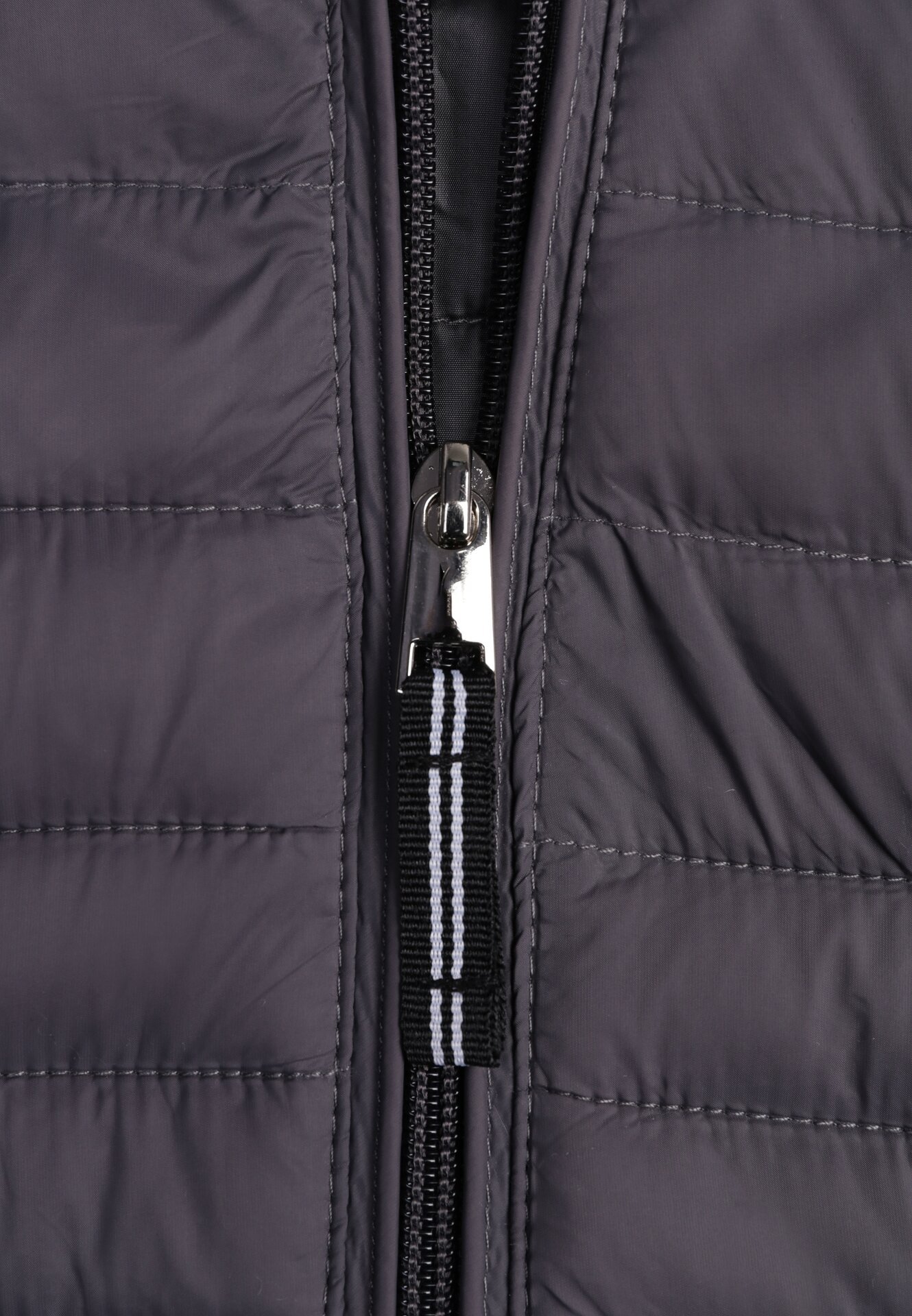 Szara Pikowana Kurtka Przejściowa z Kapturem z Lamówką i Ściągaczami Zidara