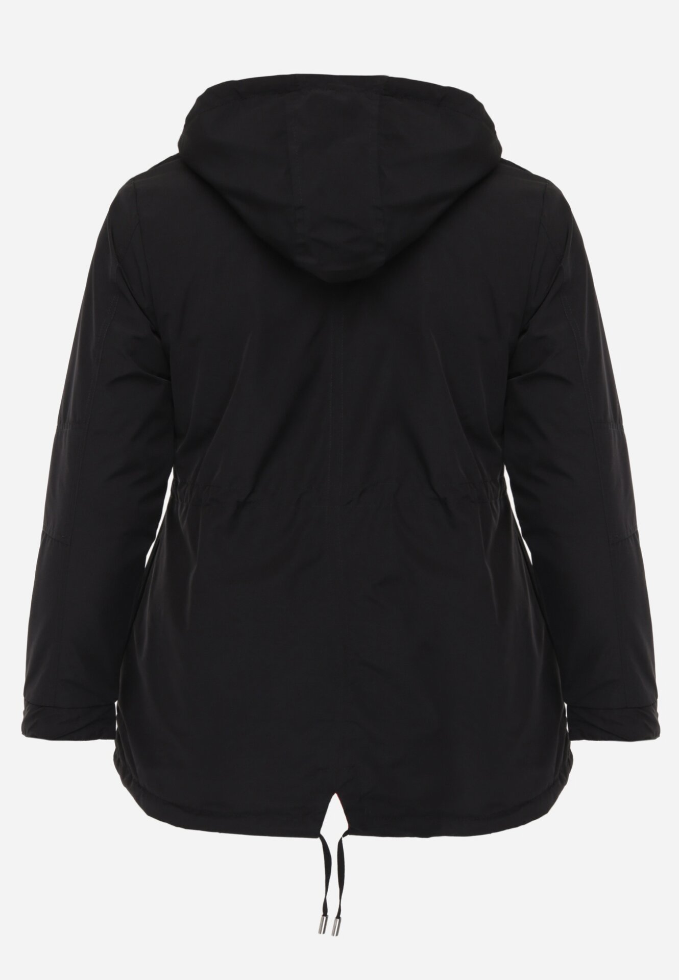 Czarno-Czerwona Przejściowa Kurtka Dwustronna Parka z Pikowaniem i Kapturem Tidare