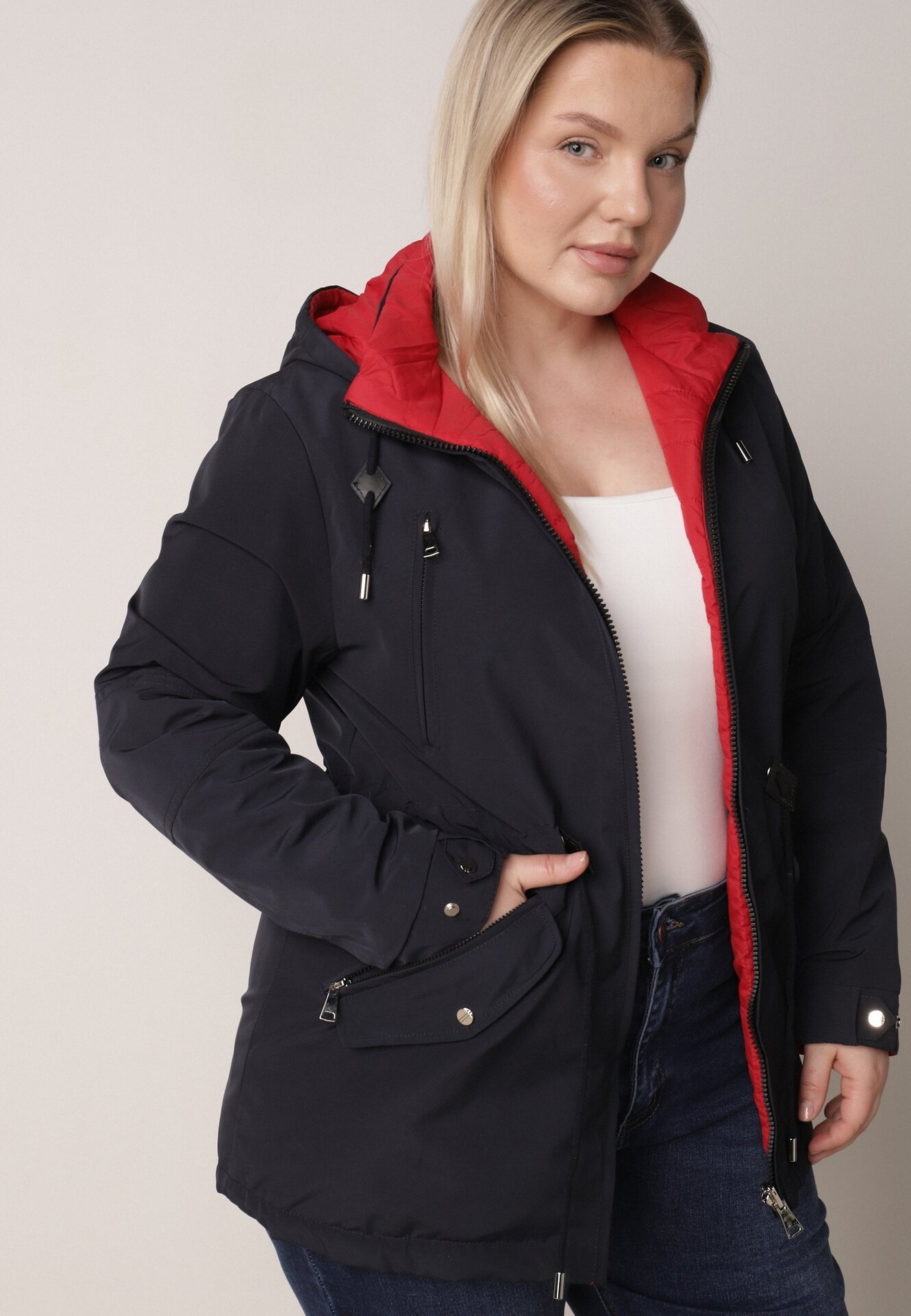 Geacă Bleumarin cu roșu