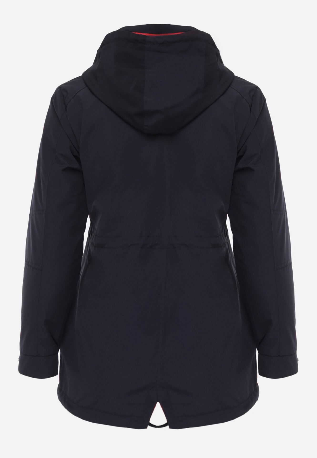 Granatowo-Czerwona Przejściowa Kurtka Dwustronna o Kroju Parki z Pikowaniem Wewnątrz Zidelle