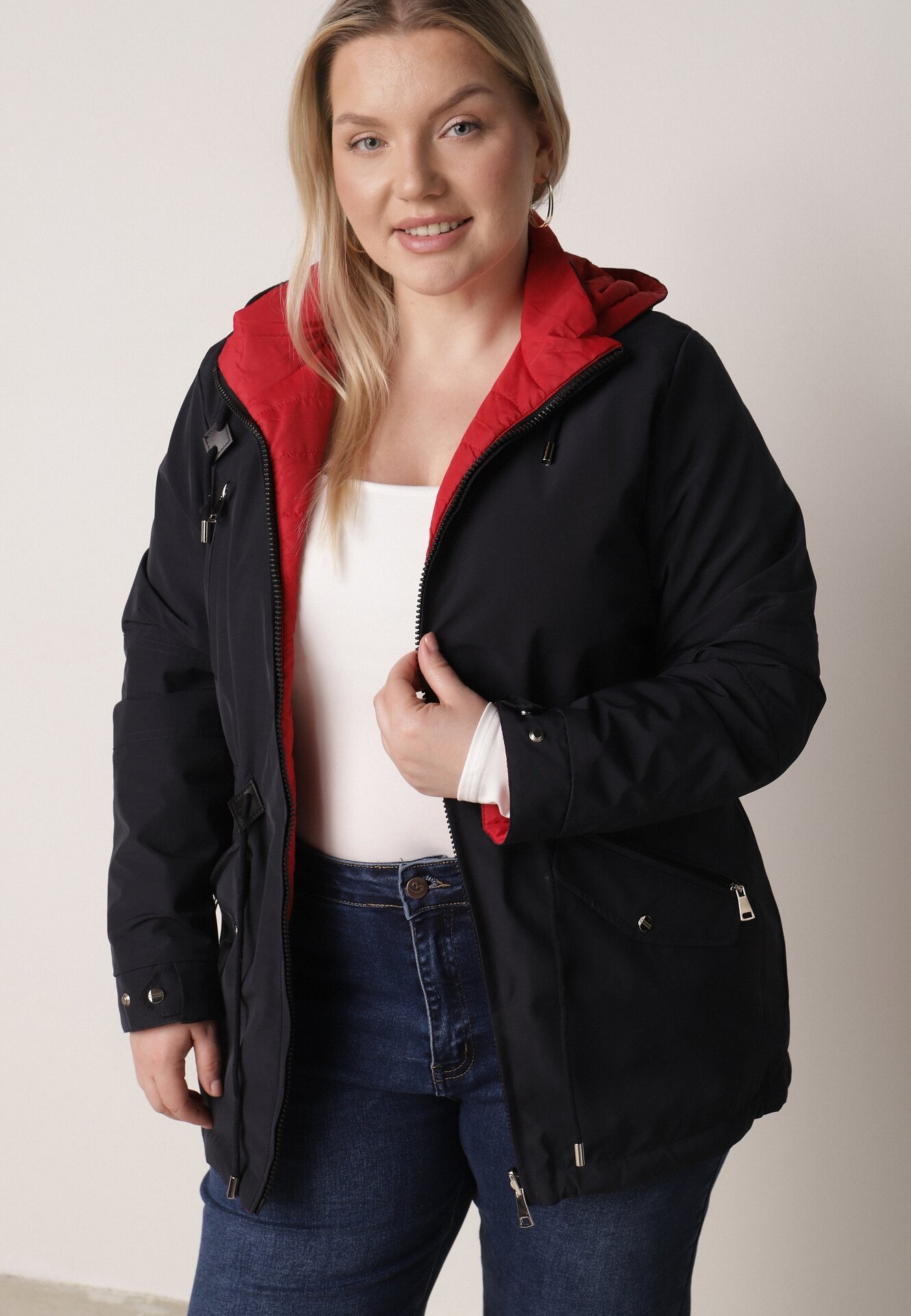 Geacă Bleumarin cu roșu