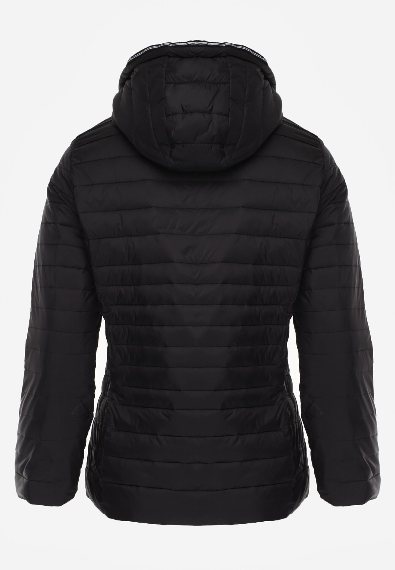 Czarna Pikowana Kurtka Przejściowa z Odpinanym Kapturem Tidesse