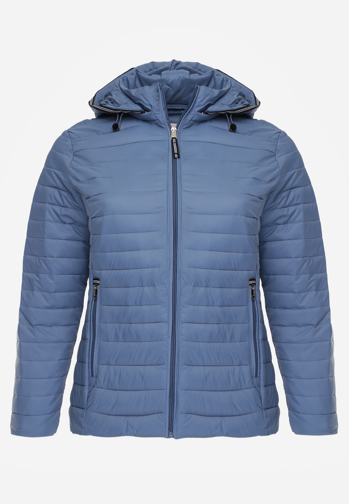 Niebieska Pikowana Kurtka Przejściowa z Odpinanym Kapturem Tidesse