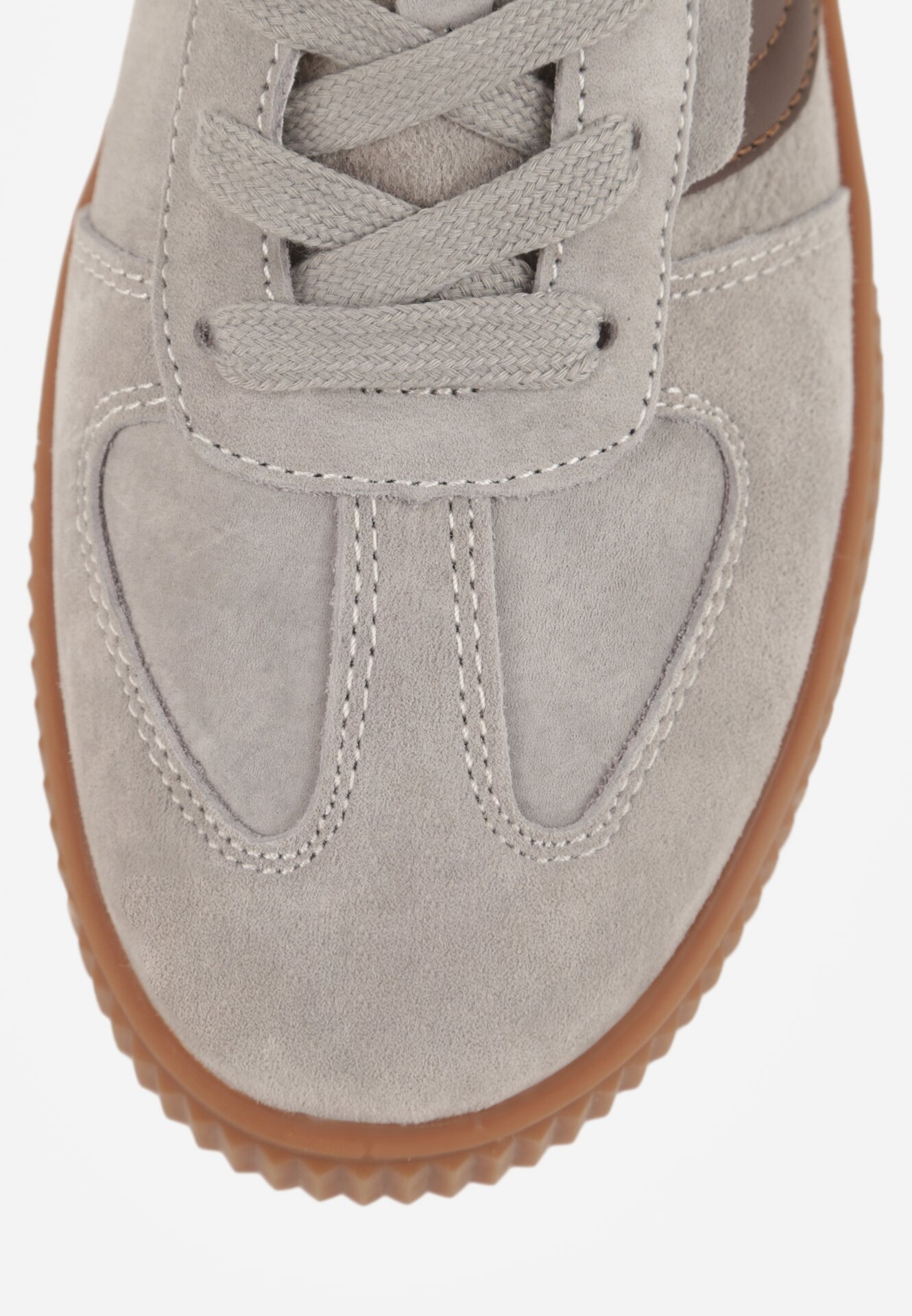 Szare Zamszowe Sneakersy w Stylu Klasycznych Tenisówek ze Skórzaną Wkładką Riosera