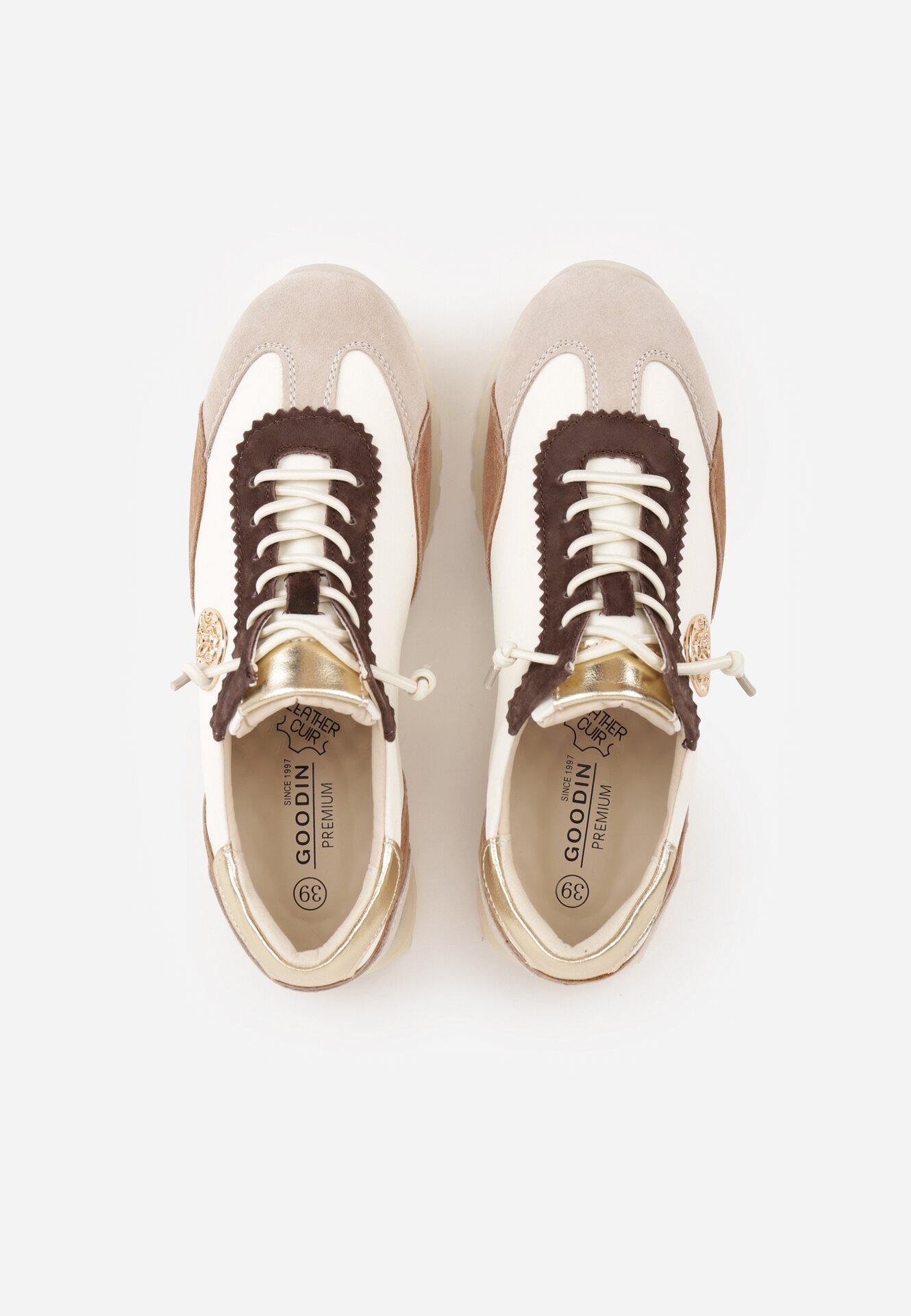 Sneakers Bej cu auriu