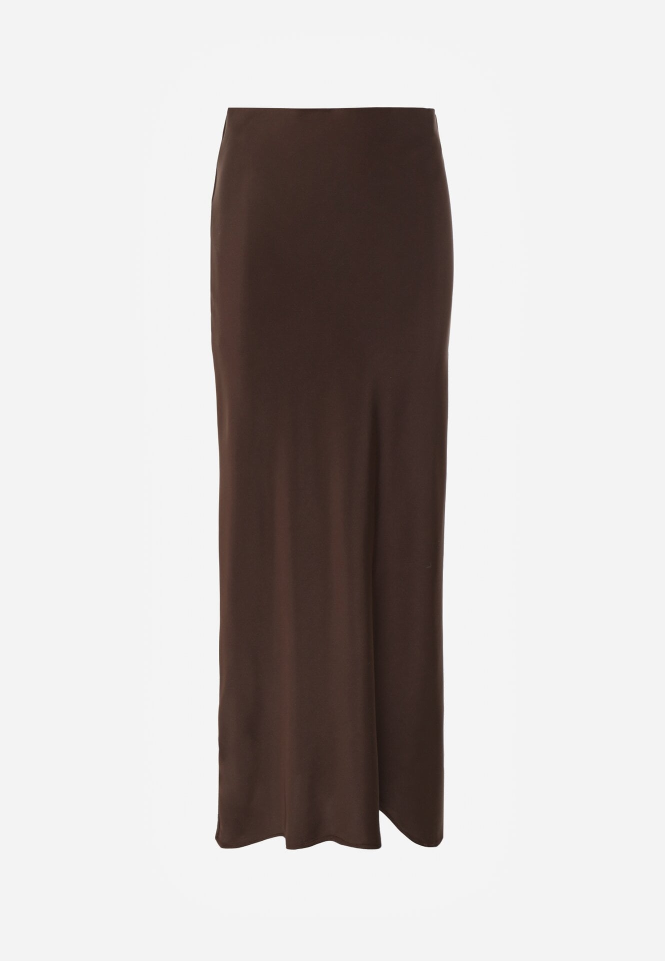 Brązowa Satynowa Spódnica Maxi Shapas