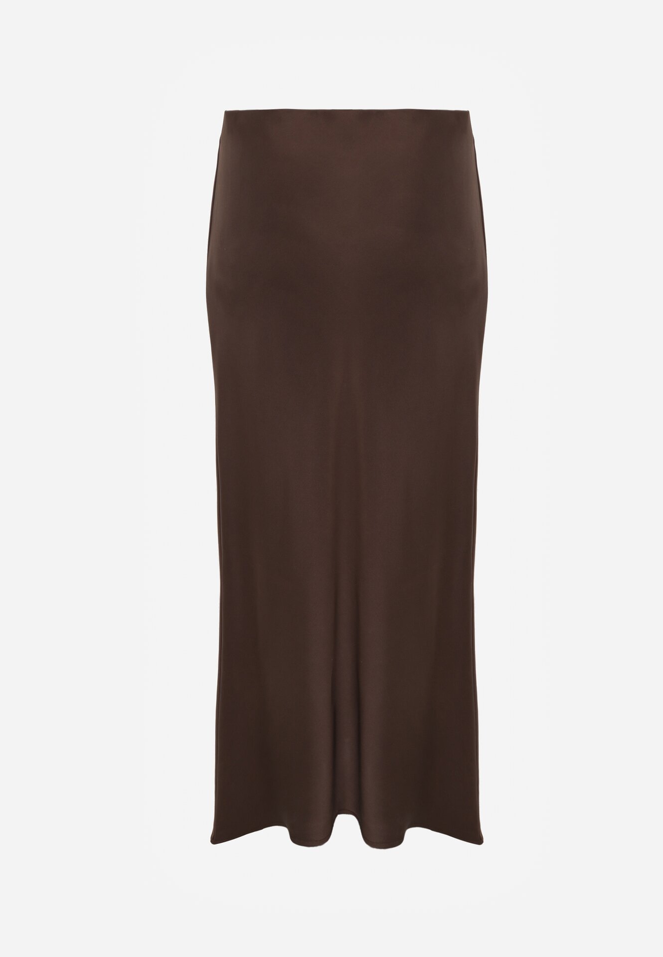 Brązowa Satynowa Spódnica Maxi Shapas