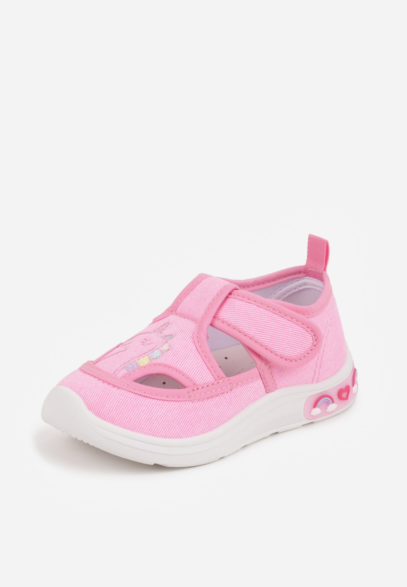 Różowe Tenisówki z Wkładką ze Skóry Naturalnej Ledami i Wycięciami Bernise