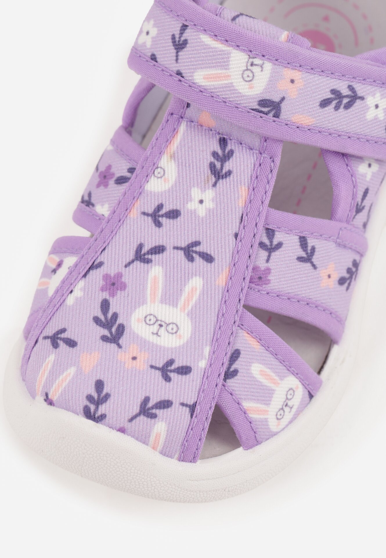 Fioletowe Tenisówki ze Skórzaną Wkładką Królikami Kwiatkami i Ledami Tidora