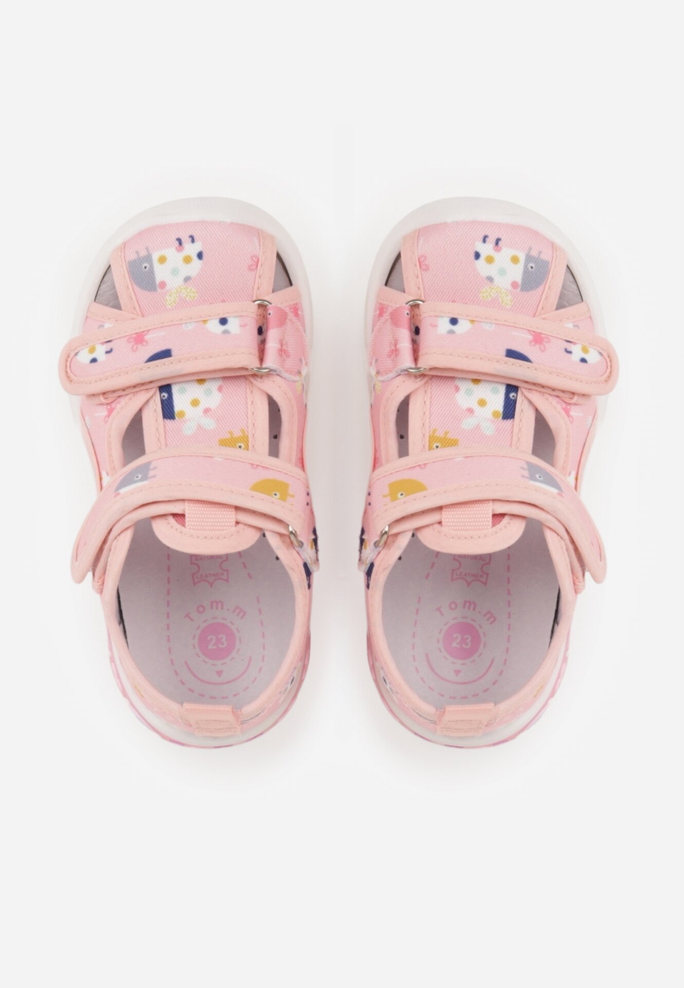 Różowe Tenisówki ze Skórzaną Wkładką Wycięciami z Tęczą 3D i Światełkami LED Nedria