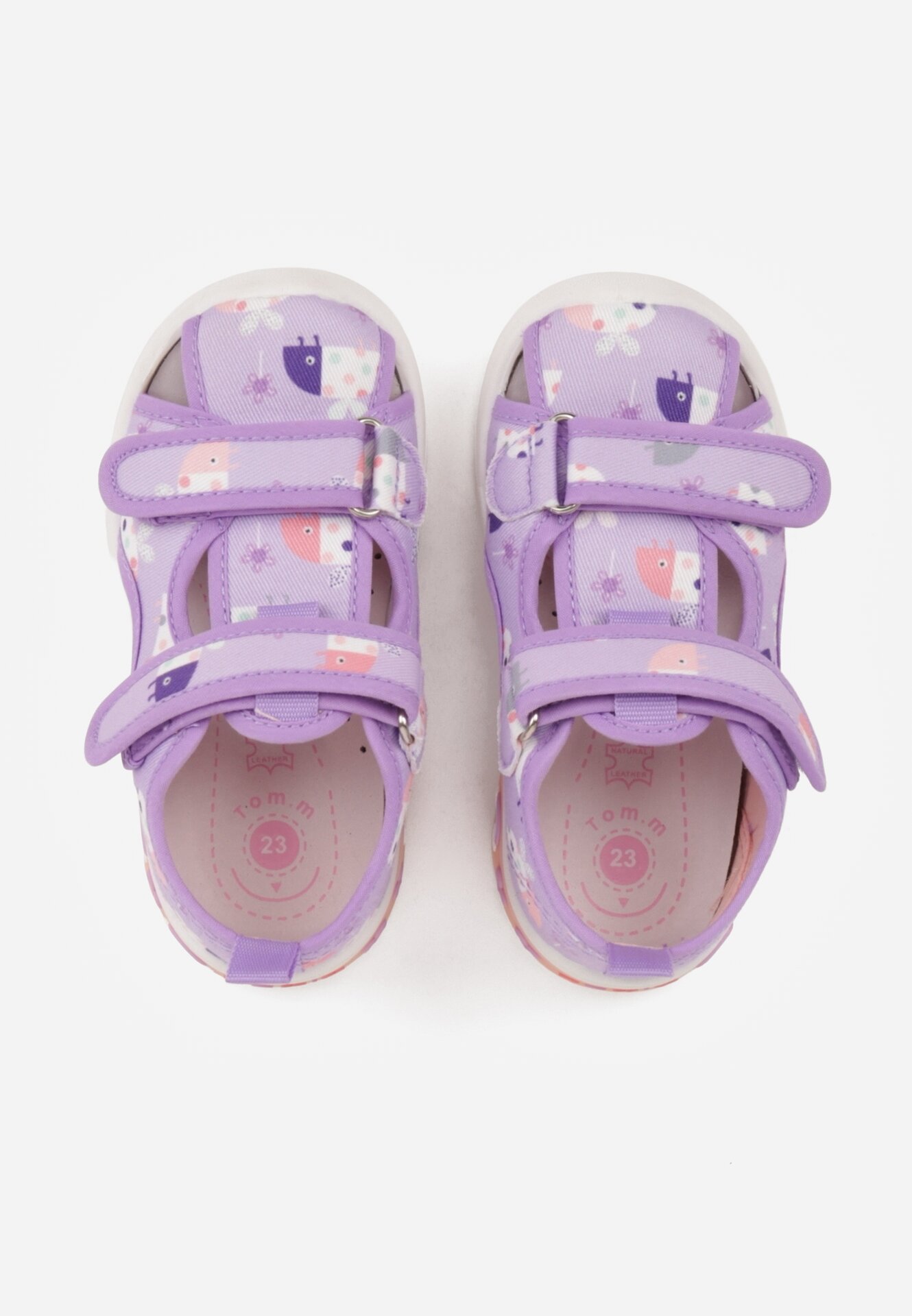 Fioletowe Tenisówki ze Skórzaną Wkładką Wycięciami z Tęczą 3D i Światełkami LED Nedria