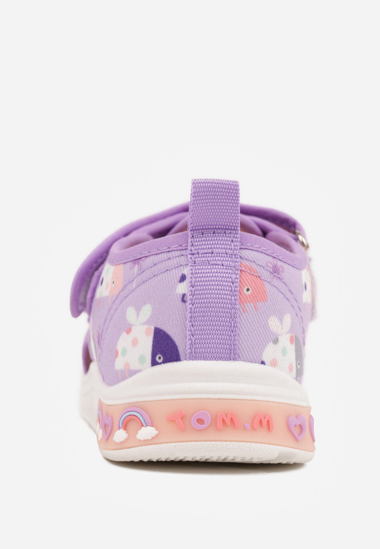 Fioletowe Tenisówki ze Skórzaną Wkładką Wycięciami z Tęczą 3D i Światełkami LED Nedria