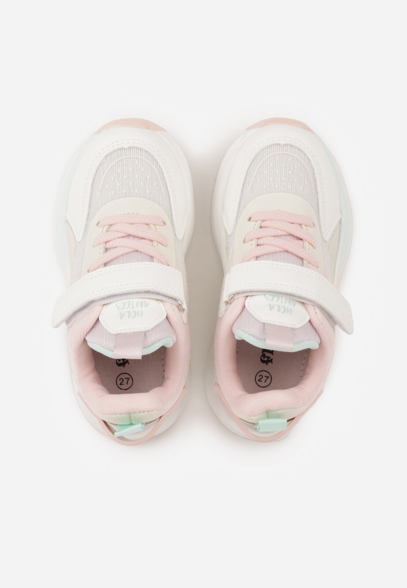 Różowo-Białe Buty Sportowe na Grubej Podeszwie ze Skórzaną Wkładką Zidala