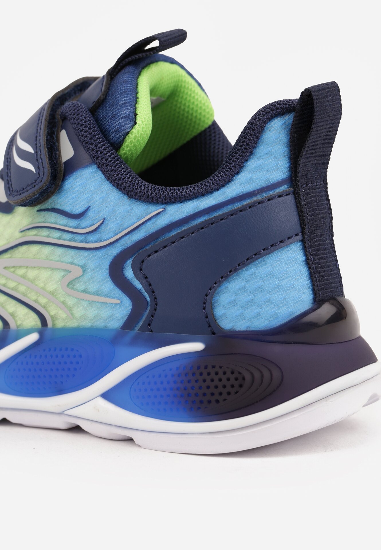 Granatowe Buty Sportowe z Podeszwą LED i Zapięciem na Rzep Zidele