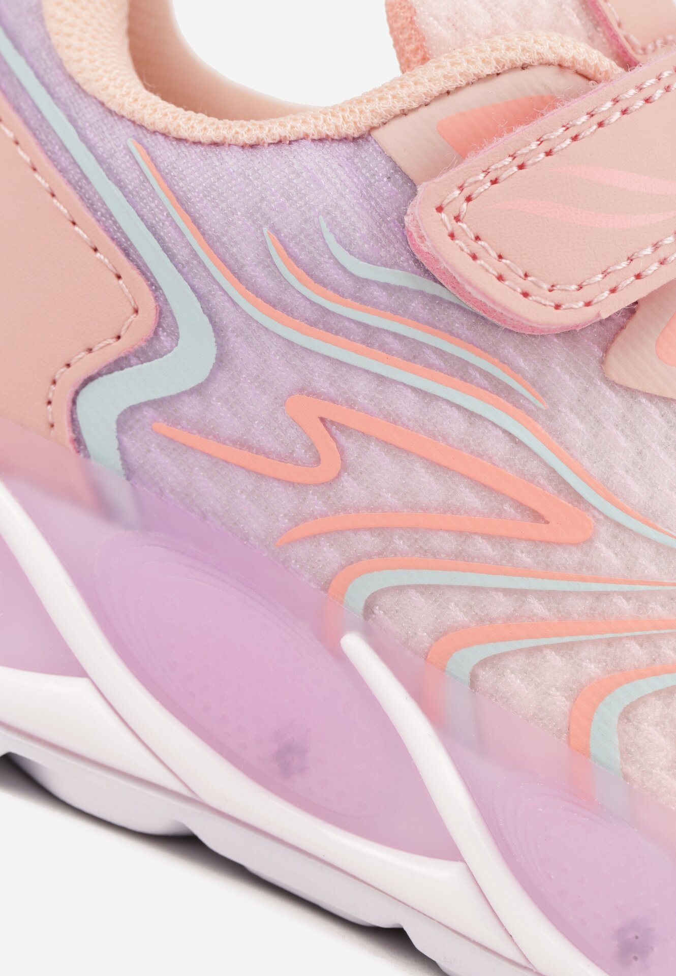 Różowe Buty Sportowe z Podeszwą LED i Zapięciem na Rzep Zidele