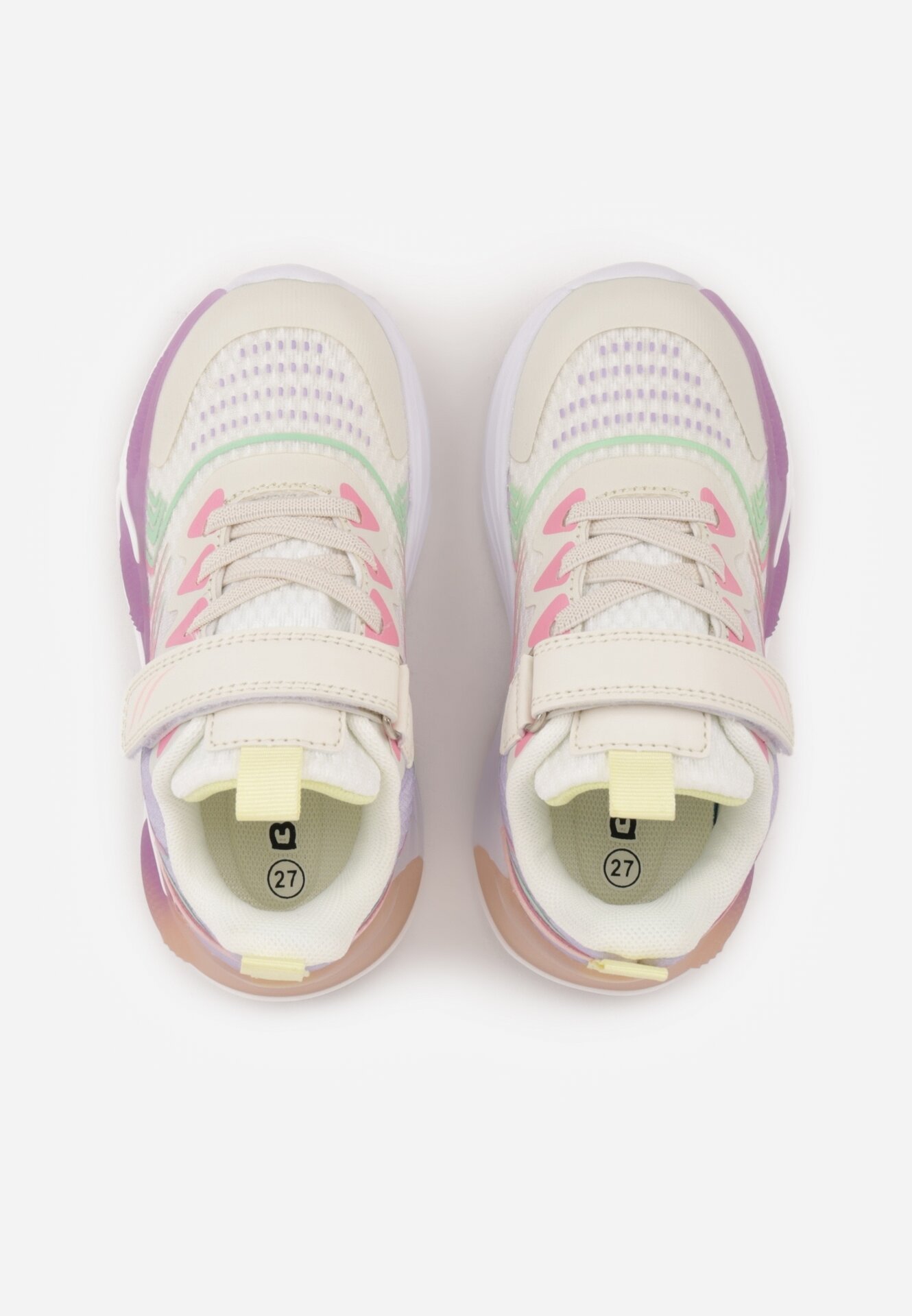 Biało-Fioletowe Buty Sportowe z Podeszwą LED i Zapięciem na Rzep Zidele