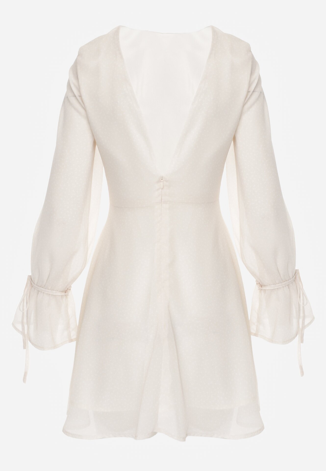 Beżowa Rozkloszowana Sukienka Vices z Bufiastymi Rękawami Eriane