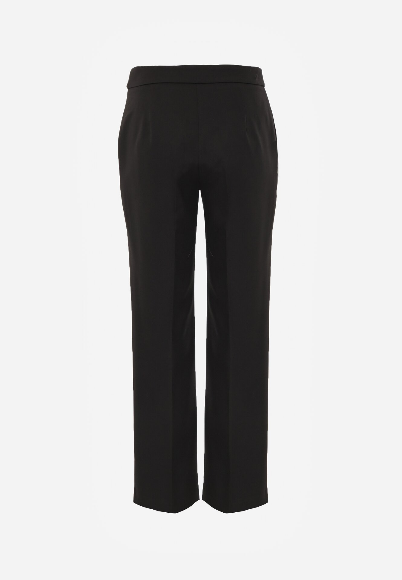 Czarne Garniturowe Spodnie VICES na Kant z Wszytym Paskiem z Klamrą Azivore