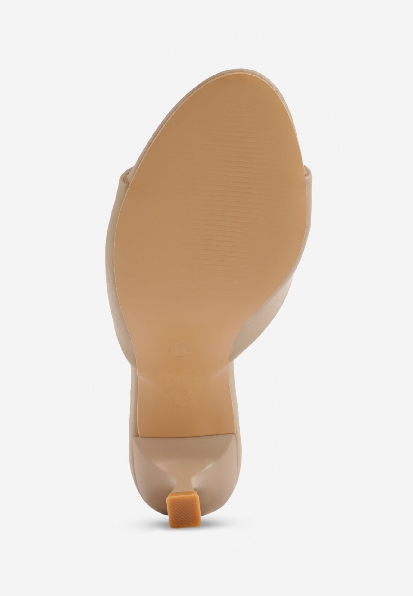 Ciemnobeżowe Klapki na Niskiej Szpilce z Odkrytym Noskiem Cametea