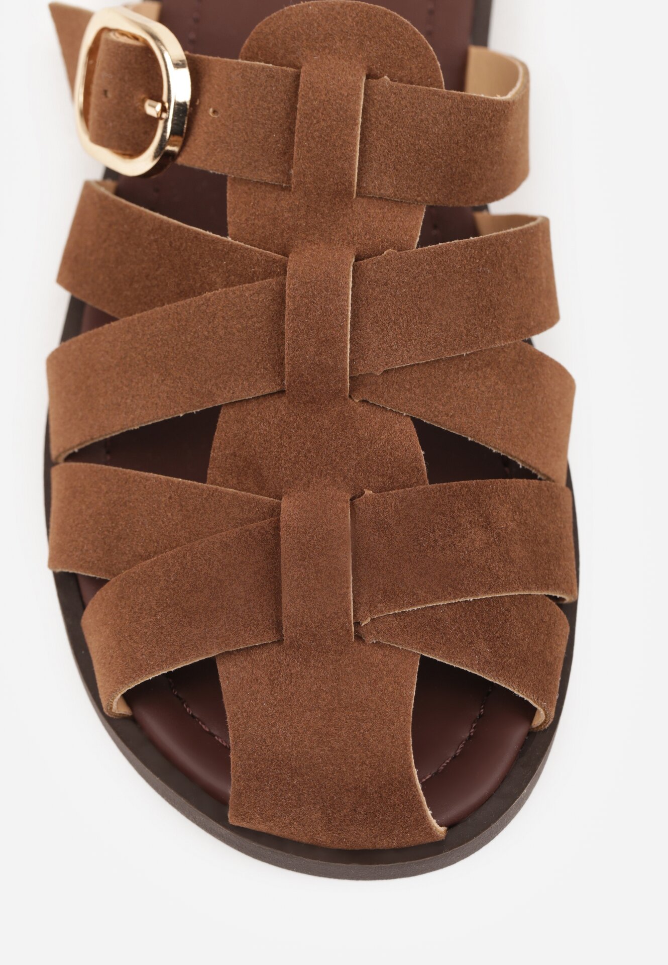 Brązowe Klapki z Paskami w Stylu Gladiatorek z Klamerką Lorianatea