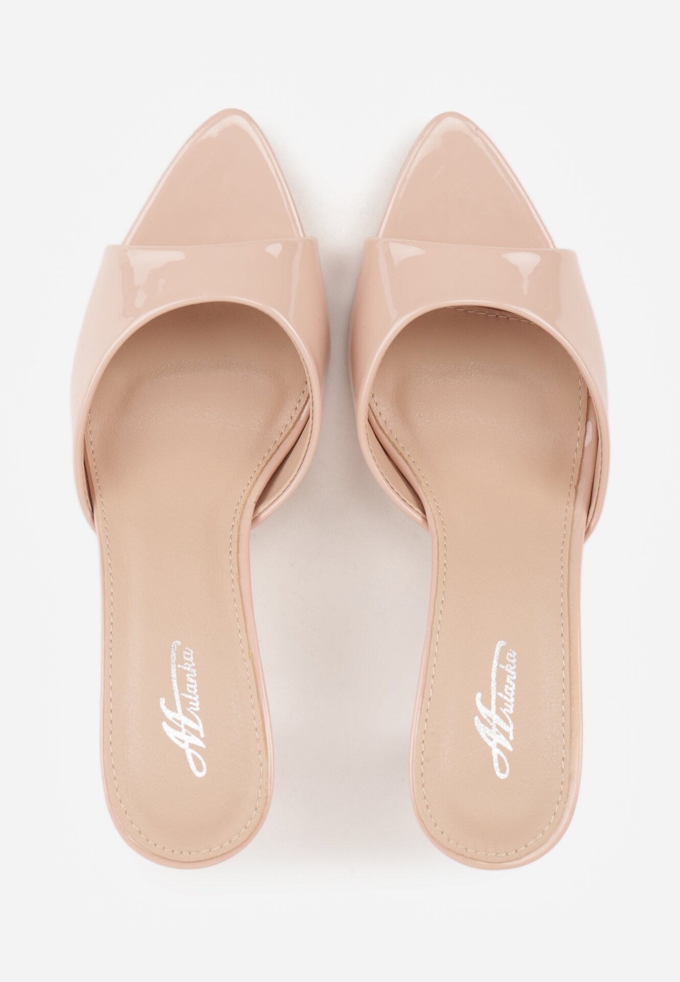 Beżowe Klapki na Szpilce z Odkrytym Noskiem w Szpic Astranate