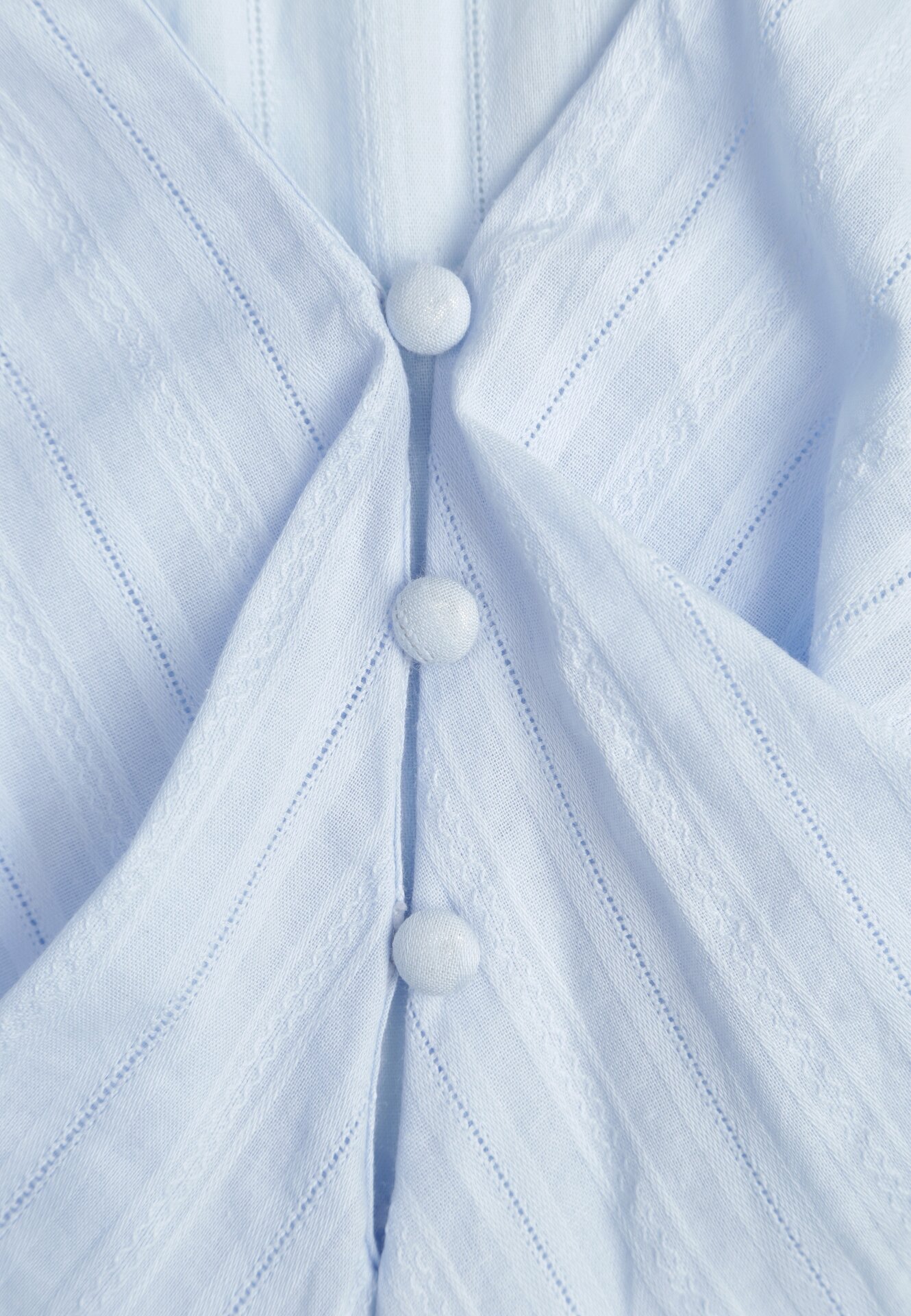 Niebieska Bawełniana Bluzka w Romantycznym Stylu z Falbankami i Wiązaniem Cezarina