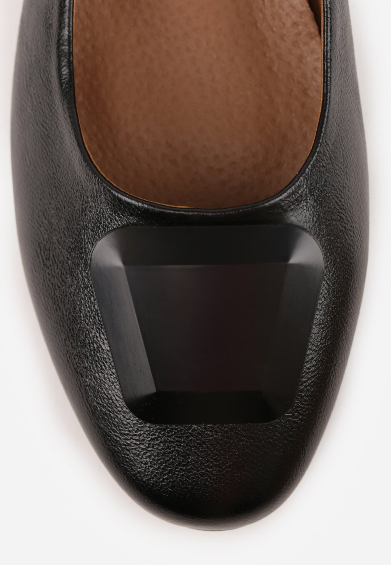 Czarne Czółenka na Niskim Obcasie z Elegancką Aplikacją i Skórzaną Wkładką Cezaline