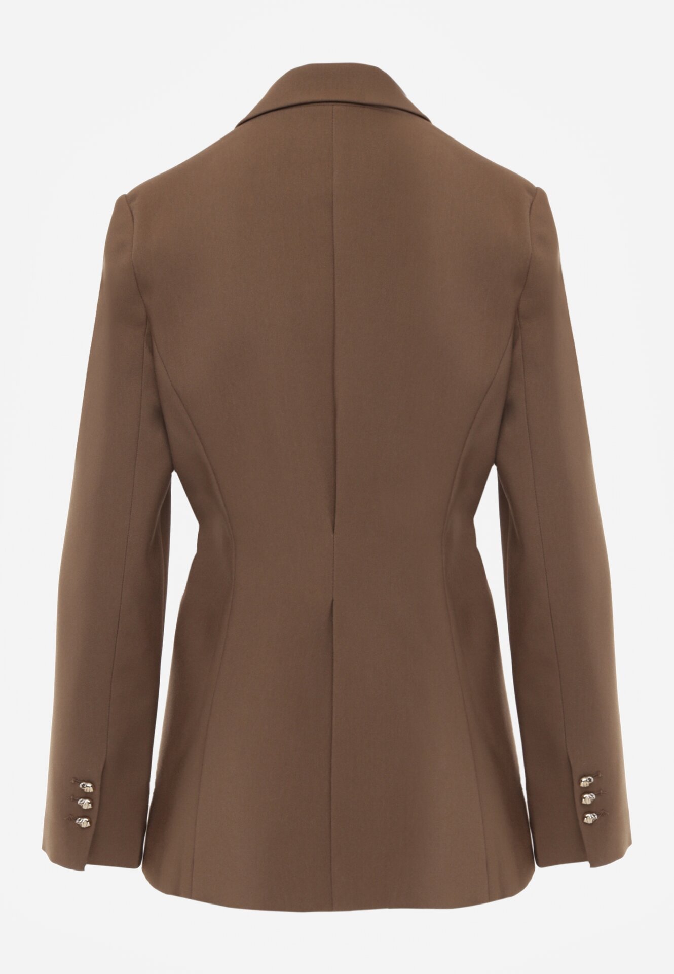 Brązowa Taliowana Marynarka z Wiskozą z Marszczeniem i Aplikacją przy Wiązaniu Alyndra