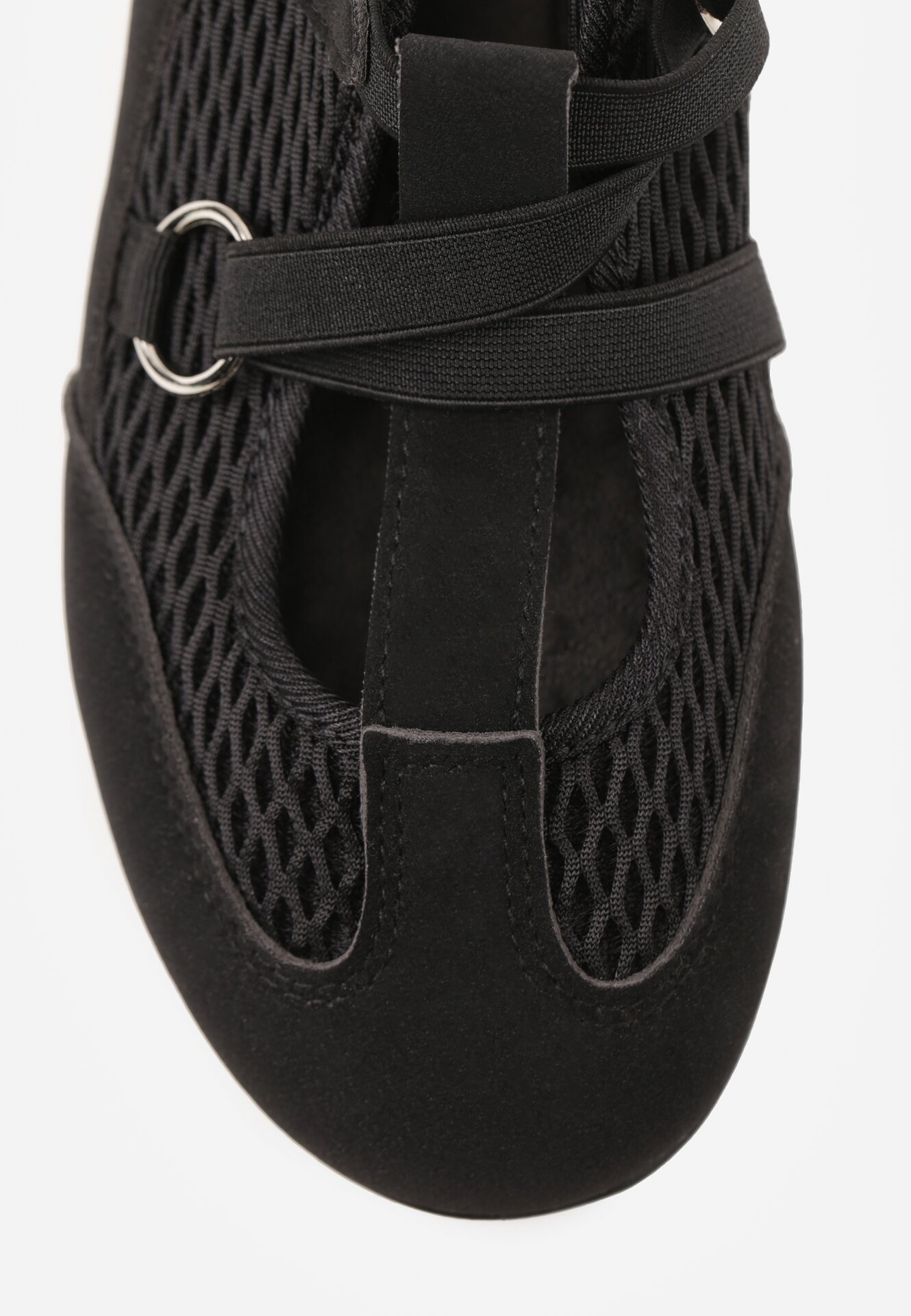 Czarne Siateczkowe Tenisówki w Stylu Balerinek z Paskiem na Rzep Talenate