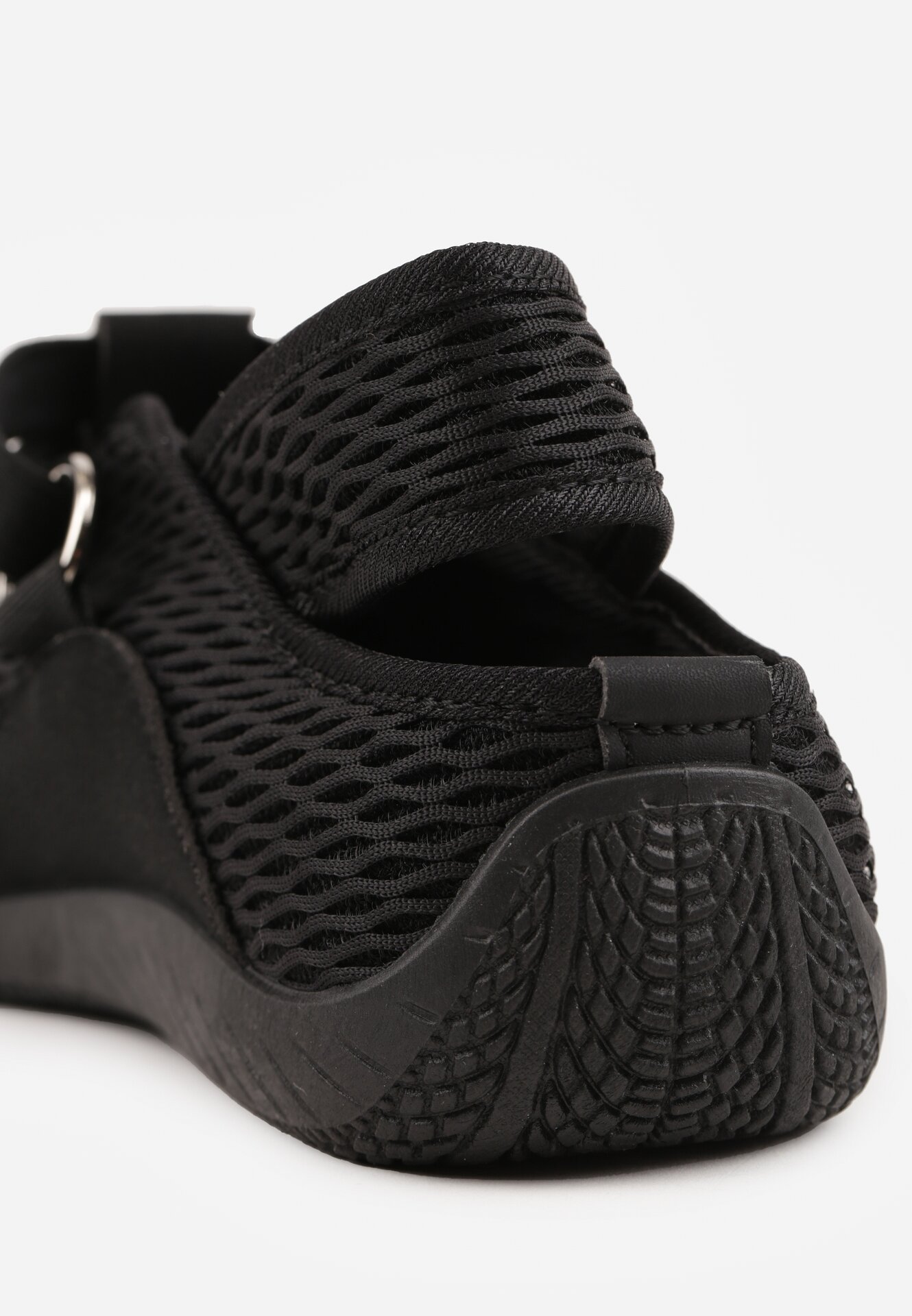 Czarne Siateczkowe Tenisówki w Stylu Balerinek z Paskiem na Rzep Talenate