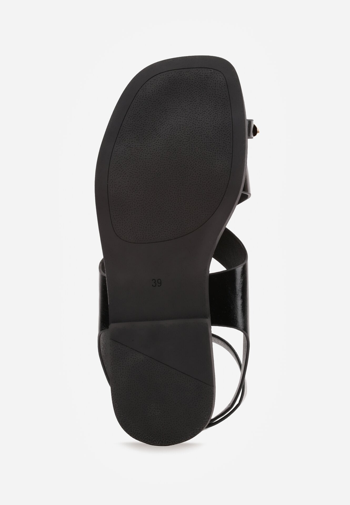 Czarne Sandały Typu Japonki z Metaliczną Ozdobą Meledra