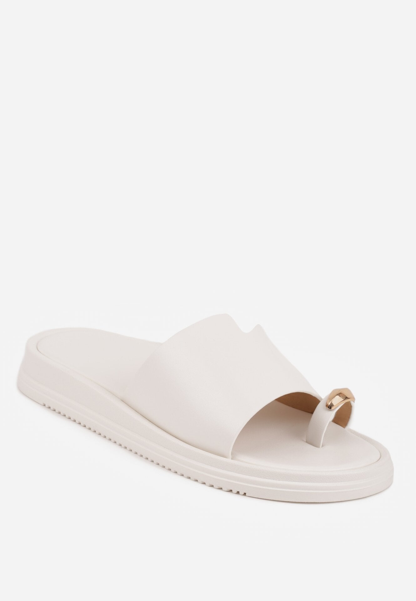 Białe Klapki Typu Japonki z Metaliczną Ozdobą Samrina