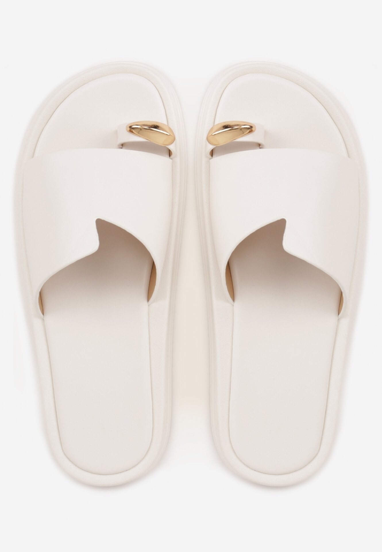 Białe Klapki Typu Japonki z Metaliczną Ozdobą Samrina