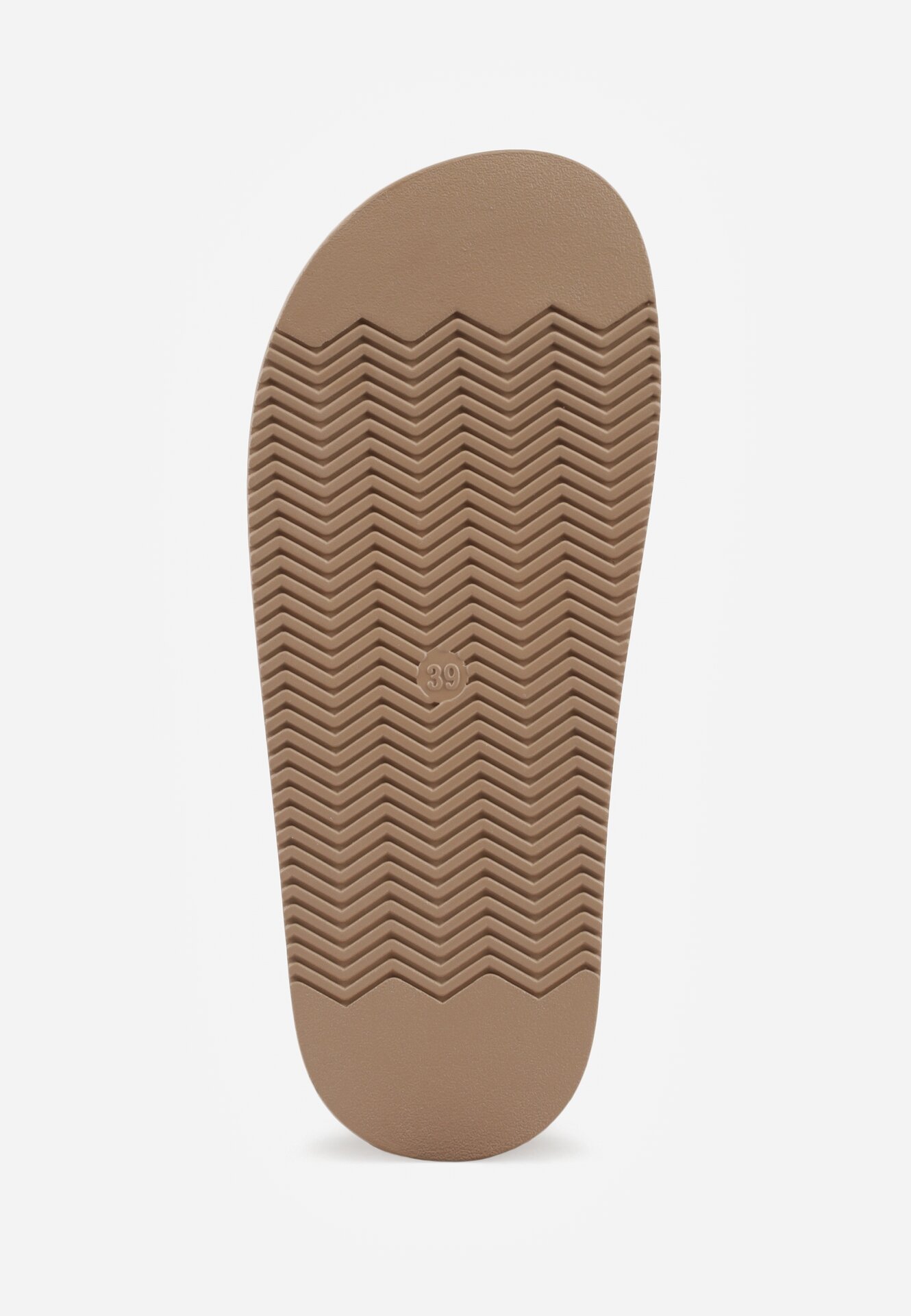 Ciemnobeżowe Klapki Typu Japonki z Metaliczną Ozdobą Samrina