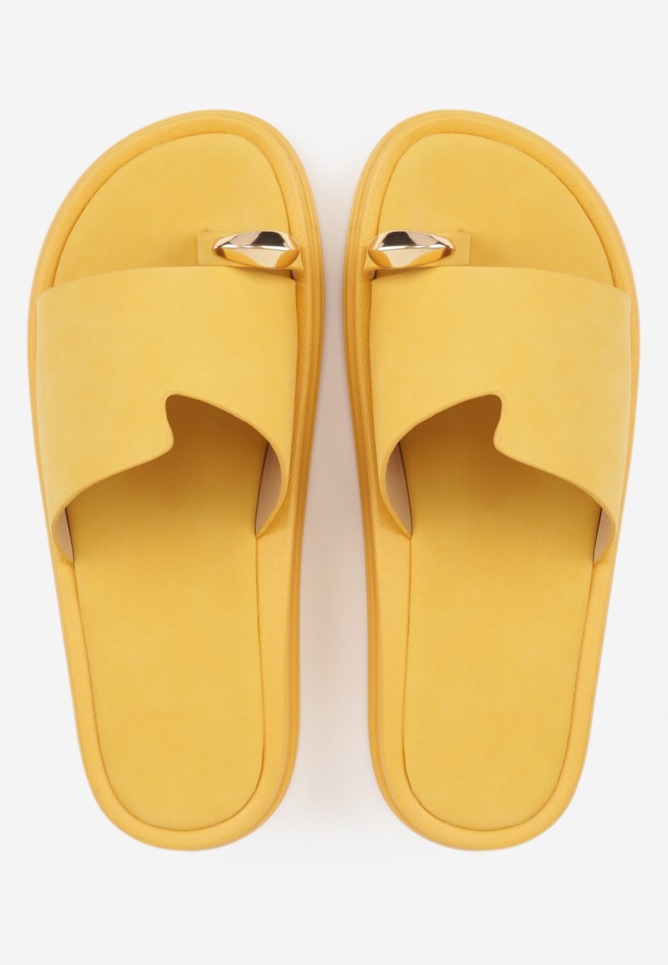 Żółte Klapki Typu Japonki z Metaliczną Ozdobą Samrina