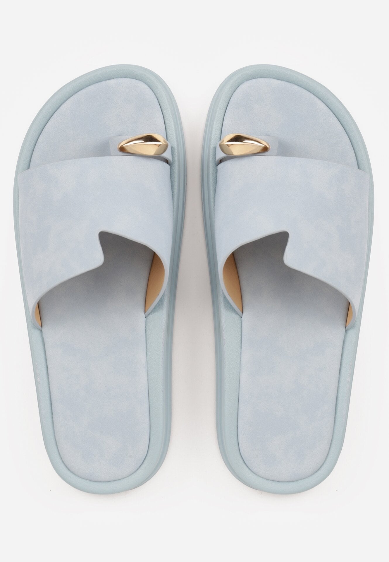 Niebieskie Klapki Typu Japonki z Metaliczną Ozdobą Samrina