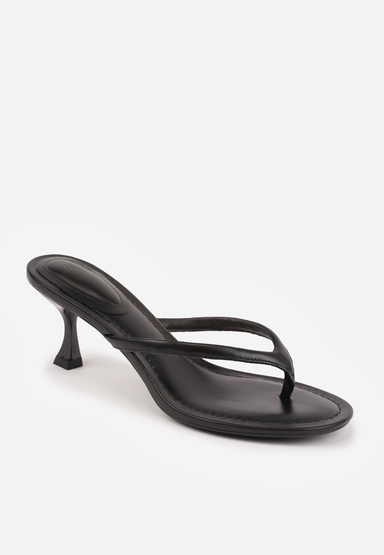 Czarne Klapki Japonki na Obcasie Typu Kaczuszka Livnara