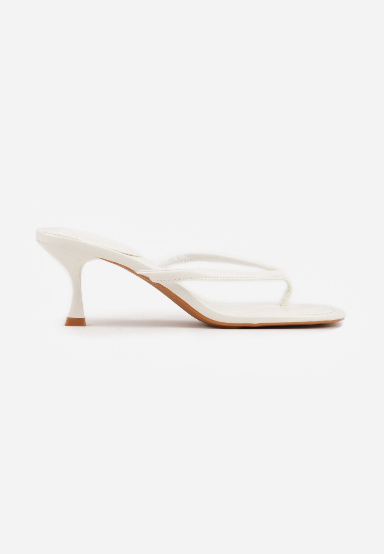 Białe Klapki Japonki na Obcasie Typu Kaczuszka Livnara