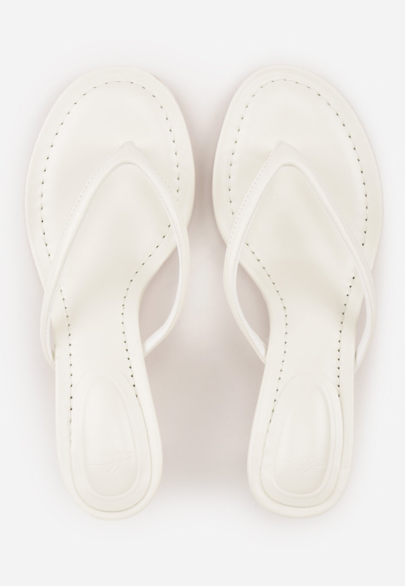 Białe Klapki Japonki na Obcasie Typu Kaczuszka Livnara