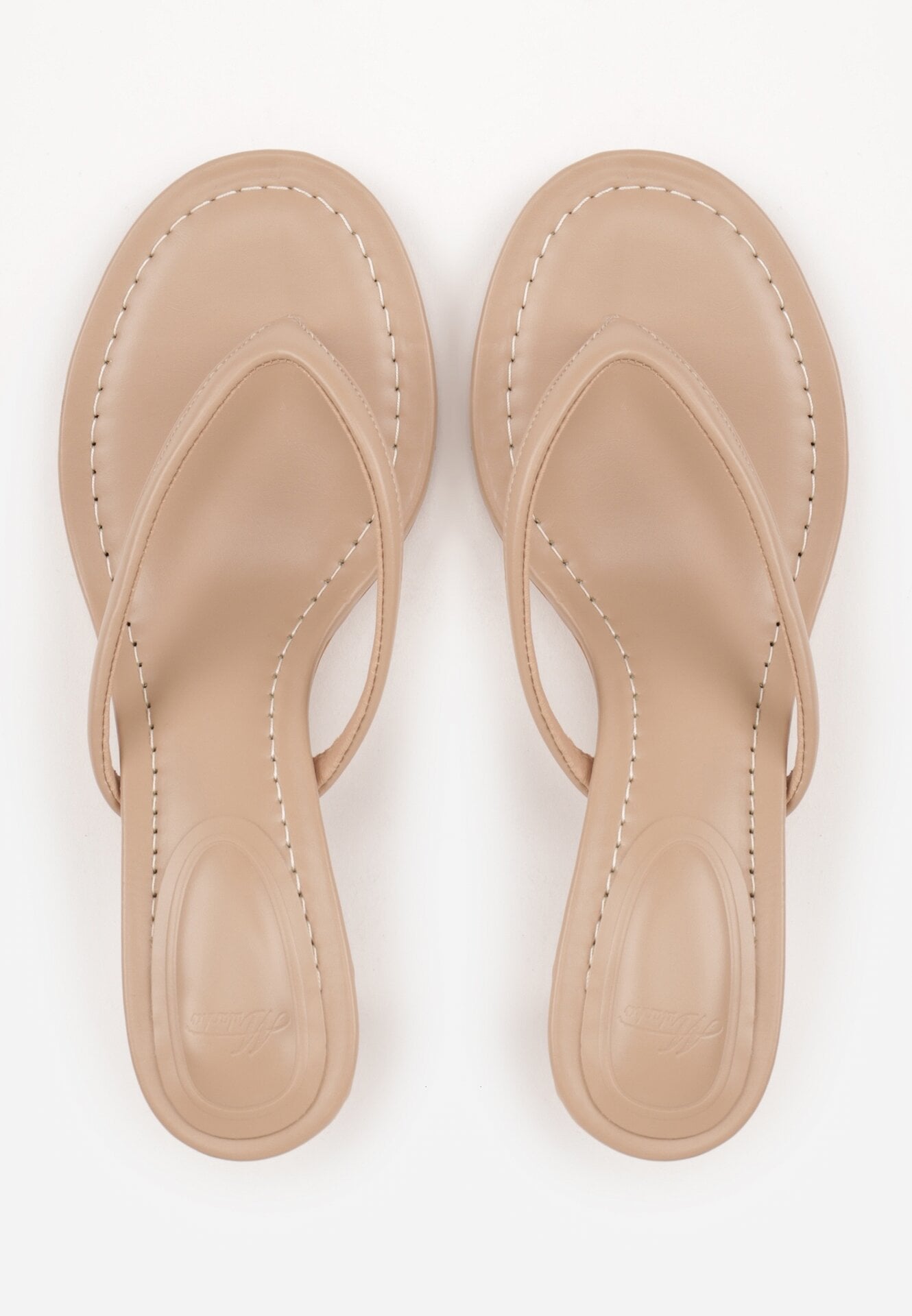 Ciemnobeżowe Klapki Japonki na Obcasie Typu Kaczuszka Livnara