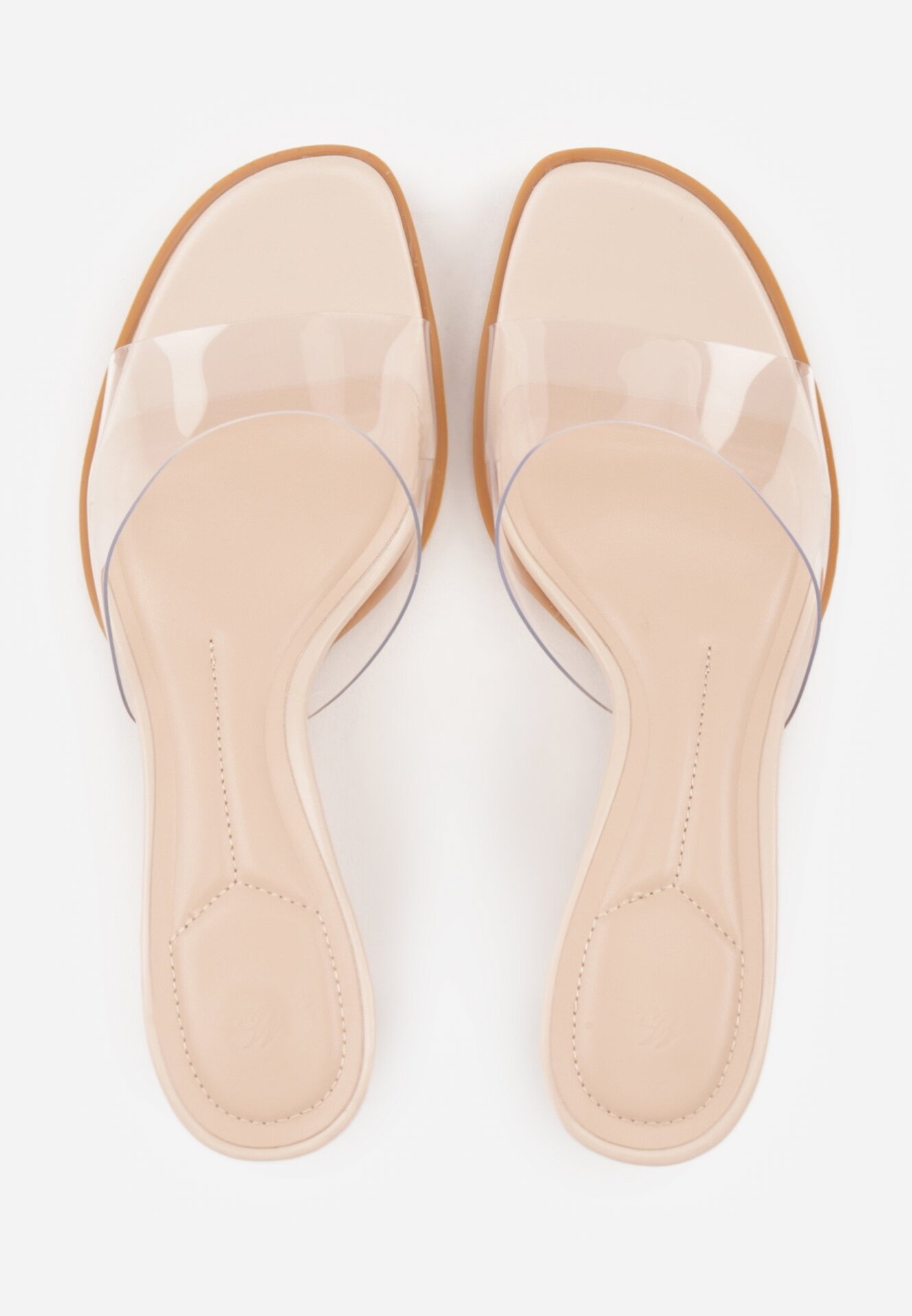 Beżowe Klapki z Transparentną Cholewką na Niskiej Szpilce Yalindra