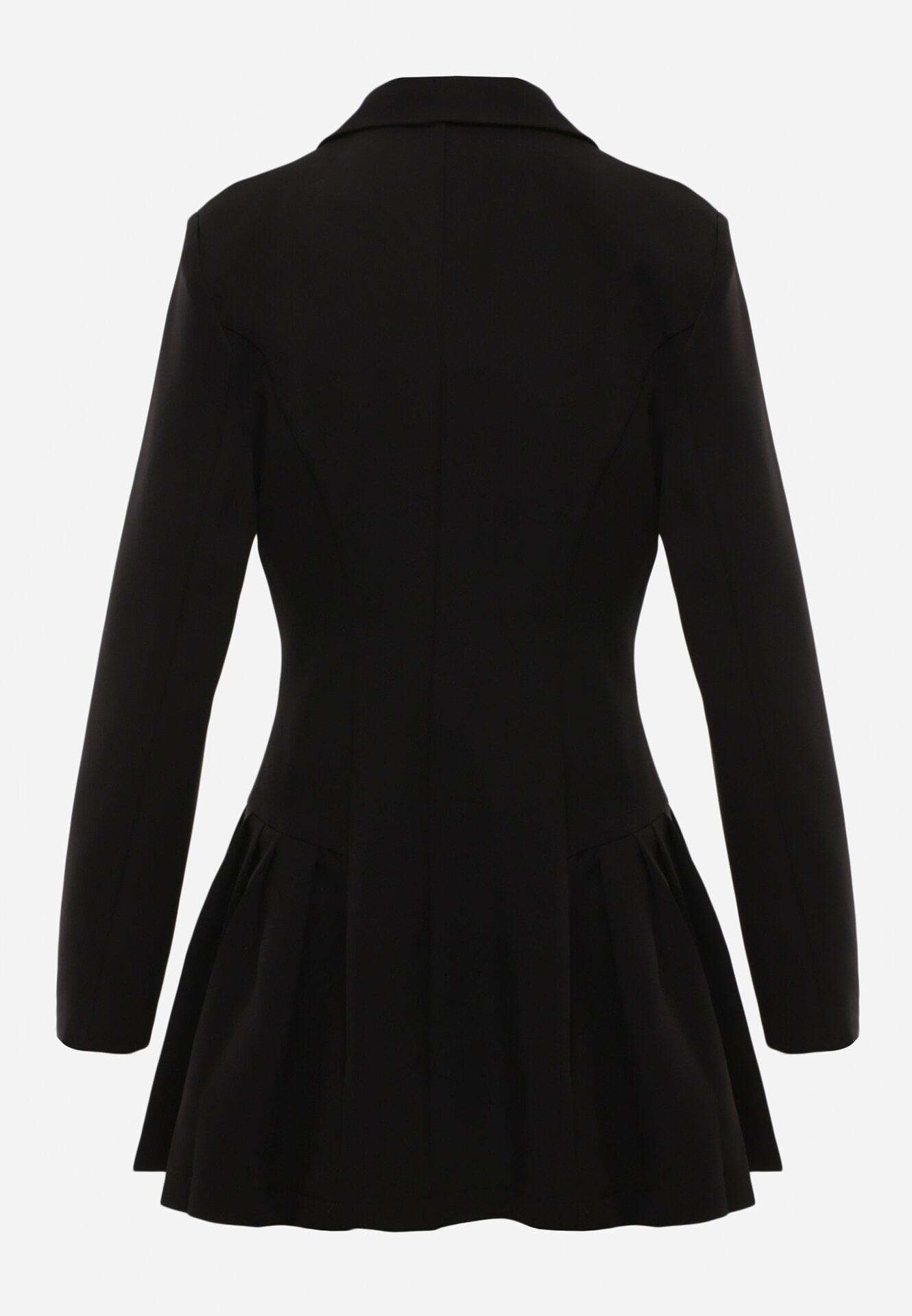 Czarna Sukienka o Kroju Marynarki VICES z Poduszkami w Ramionach Serlina