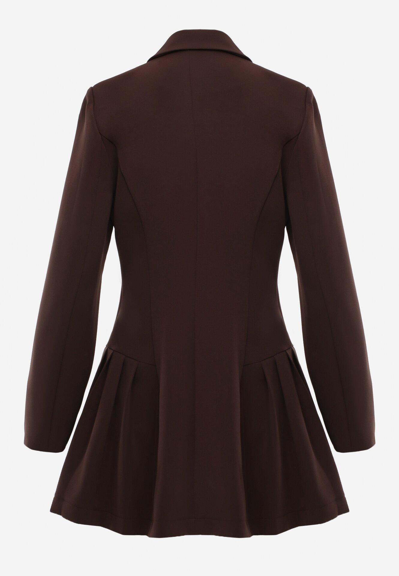 Brązowa Sukienka o Kroju Marynarki VICES z Poduszkami w Ramionach Serlina