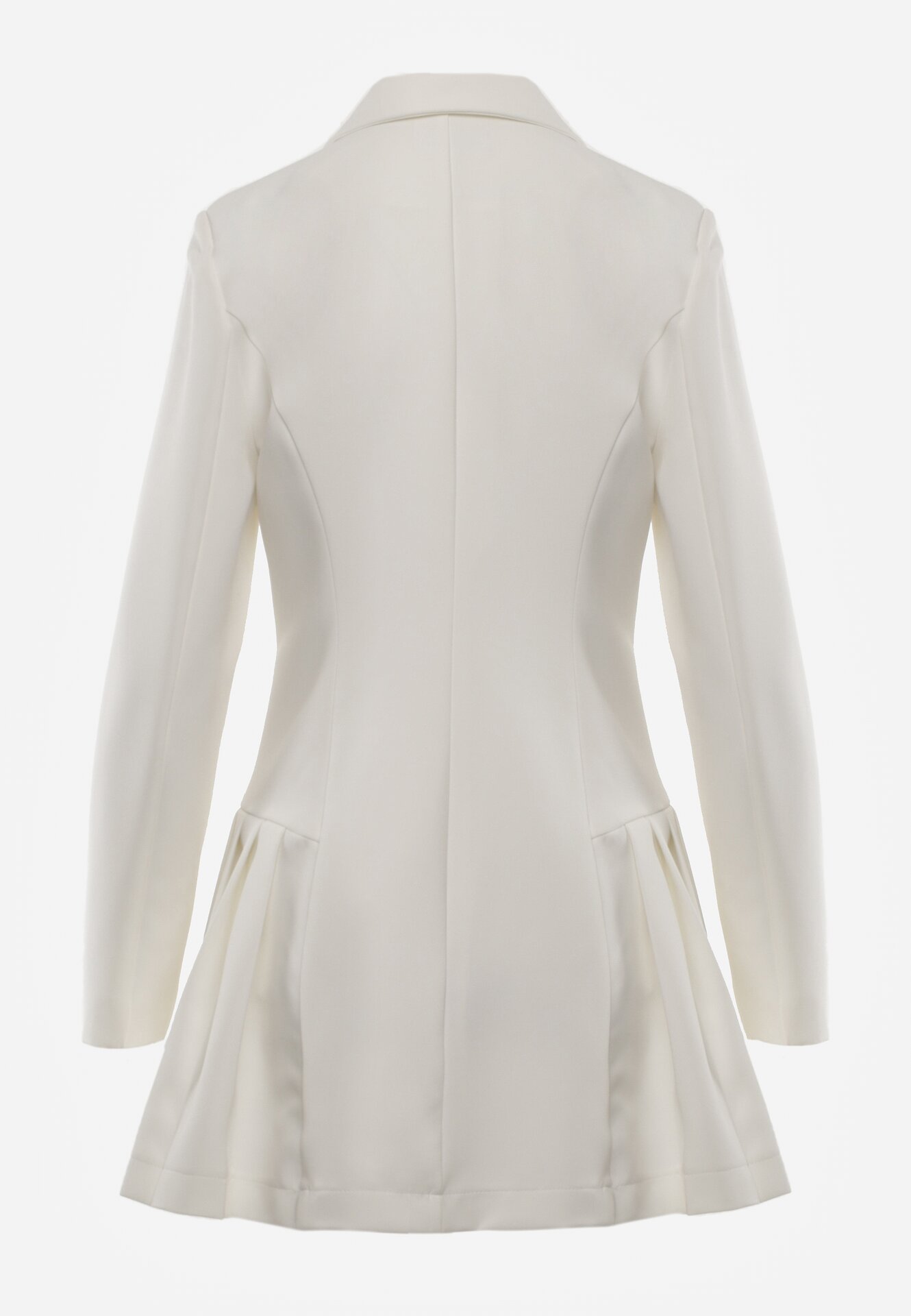 Biała Sukienka o Kroju Marynarki VICES z Poduszkami w Ramionach Serlina