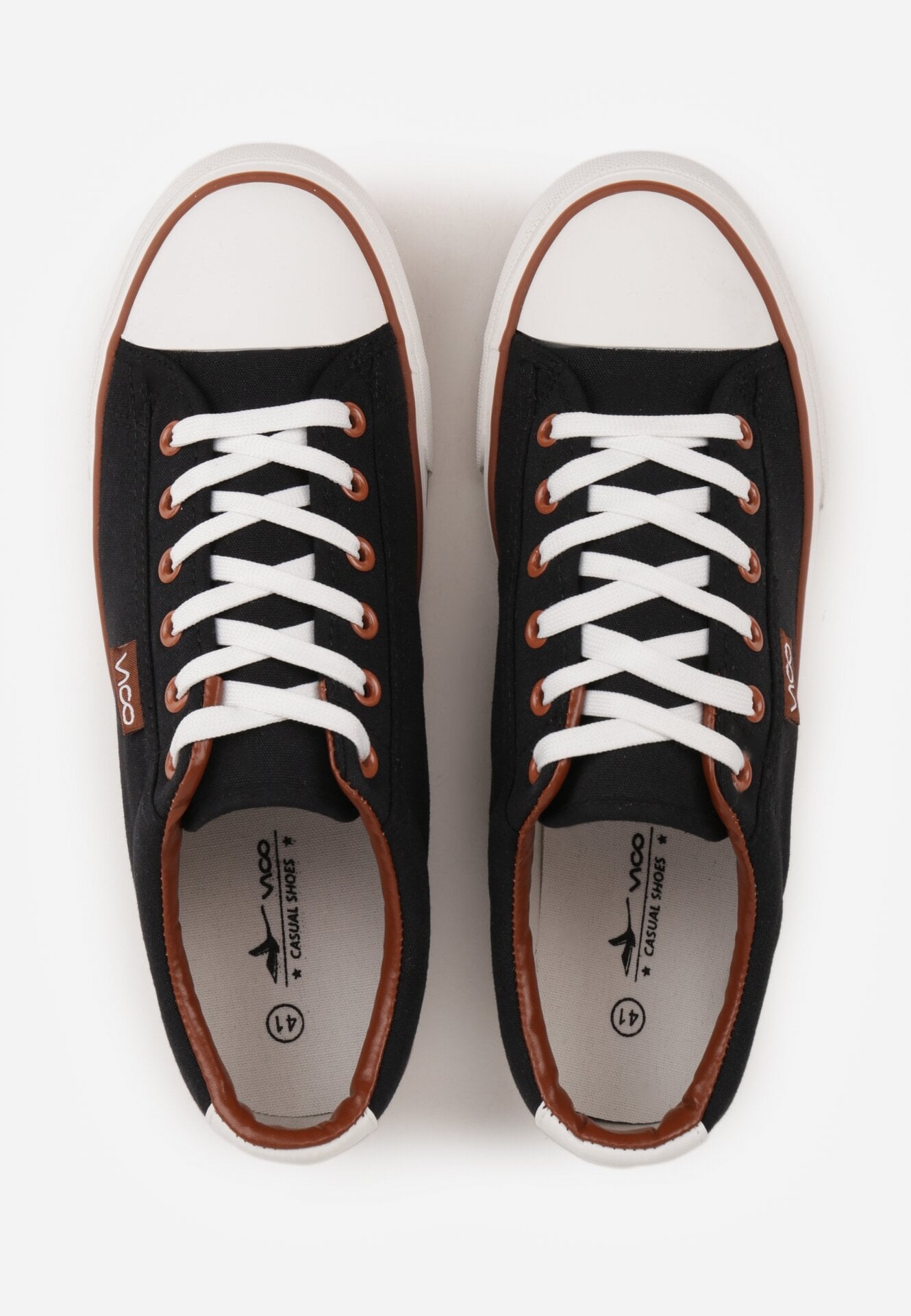 Czarne Klasyczne Trampki z Kauczukowym Noskiem Olithethis