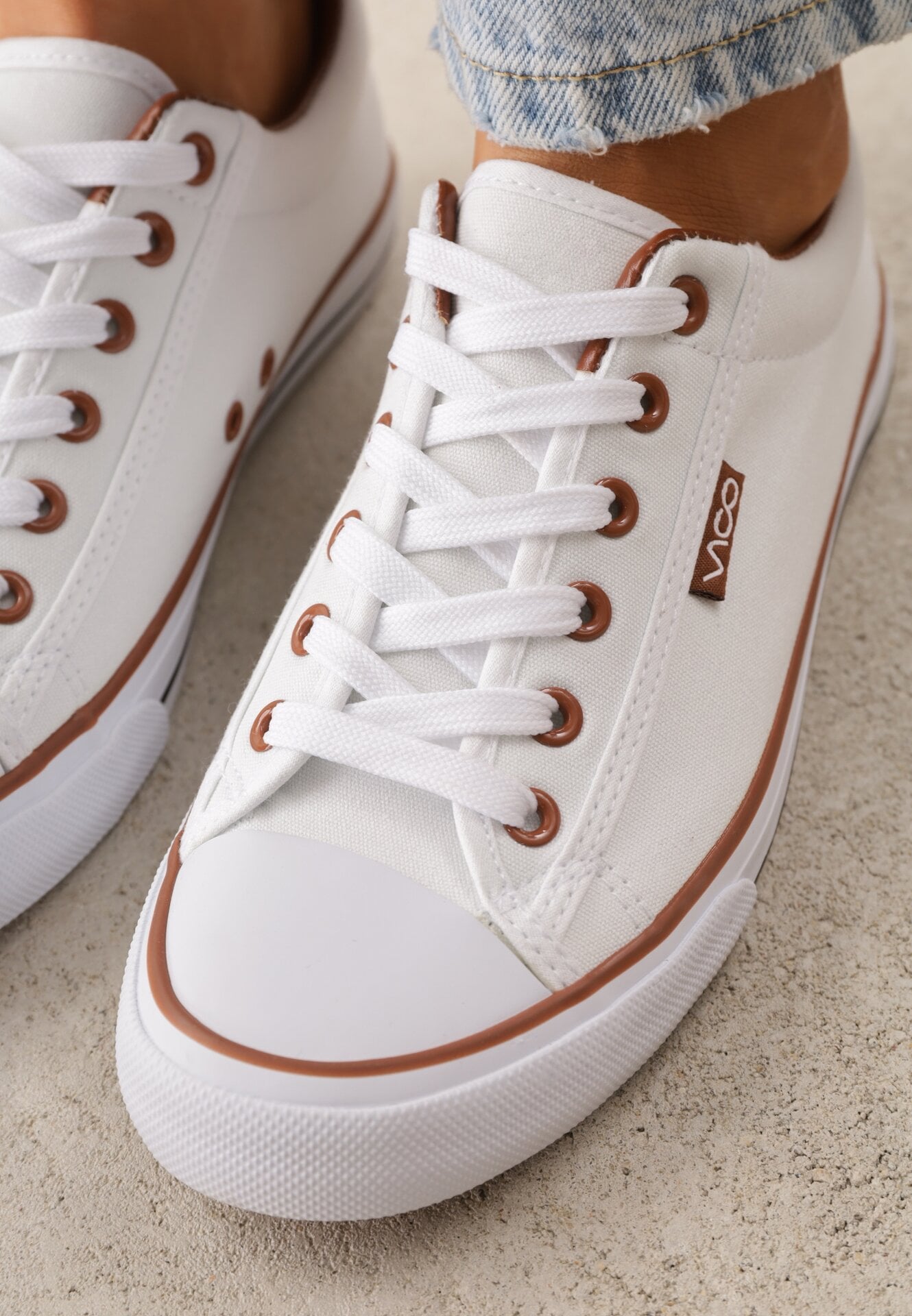 Teniși înalți Alb cu maro